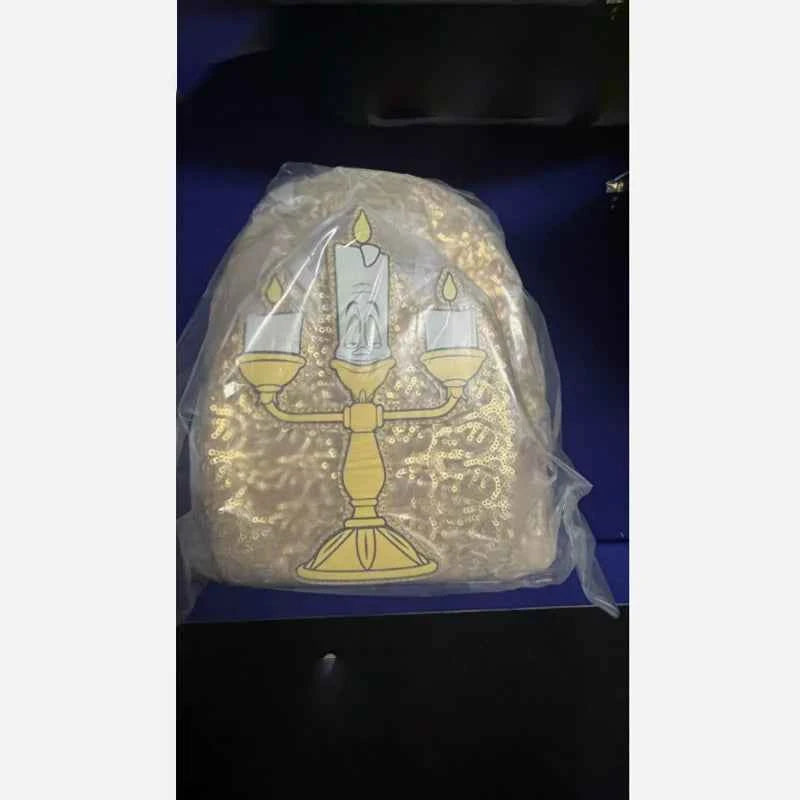 2024 New Hot Loungefly Disney Beauty And The Beast Lumiere Sequin Mini Backpack Girl Gift Shoulder Bag Purse Cute Cartoon Girl'