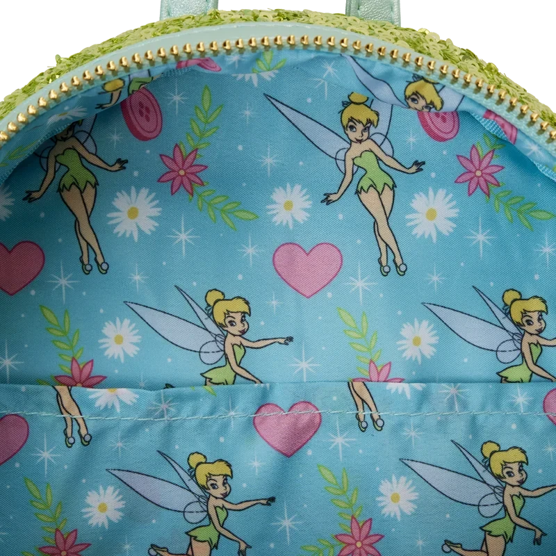 Hot Disney Loungefly Tinker Bell Sequined Ladies Mini Backpack Anime Peripheral Children'S Satchel Cute Princess Backpack Gift