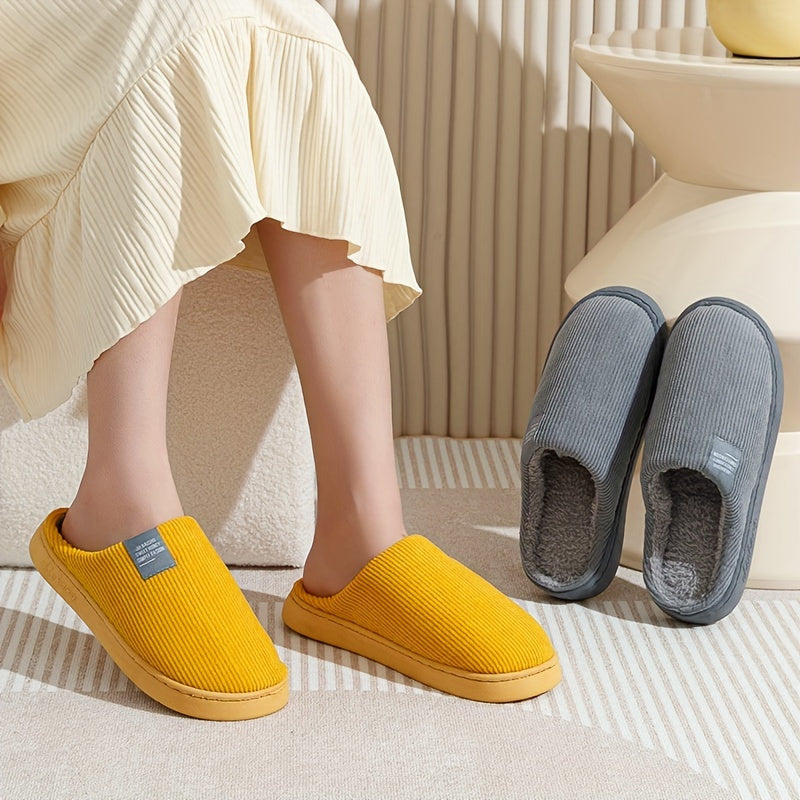[Soft Plush House Shoes] Plush Women's & Unisex Slip-On Slippers | Non-Slip Rubber Sole, Winter Warm Indoor House Shoes, Soft Cushioned Footbed | Multi-Color (Pink, Blue, Grey, Brown, Green, Yellow, Orange) for Home, Postpart