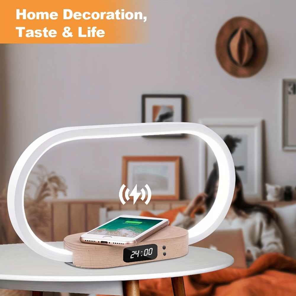 Advanced LED Desk Lamp with Wireless Charger, USB Port, and Multi-Functional Clock - Foldable, Adjustable, and Energy-Efficient - Perfect for Desktop, Bedroom, Bedside, Office, and Study