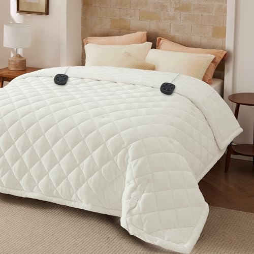 Bedsure Heated Blanket Throw Blanket - Fast Heating Electric Blanket, Soft Flannel Heated Throw with 4 Time Settings, 6 Heating Settings, Warm Gifts for Grandma & Grandpa & Seniors (50“x60”, Grey)