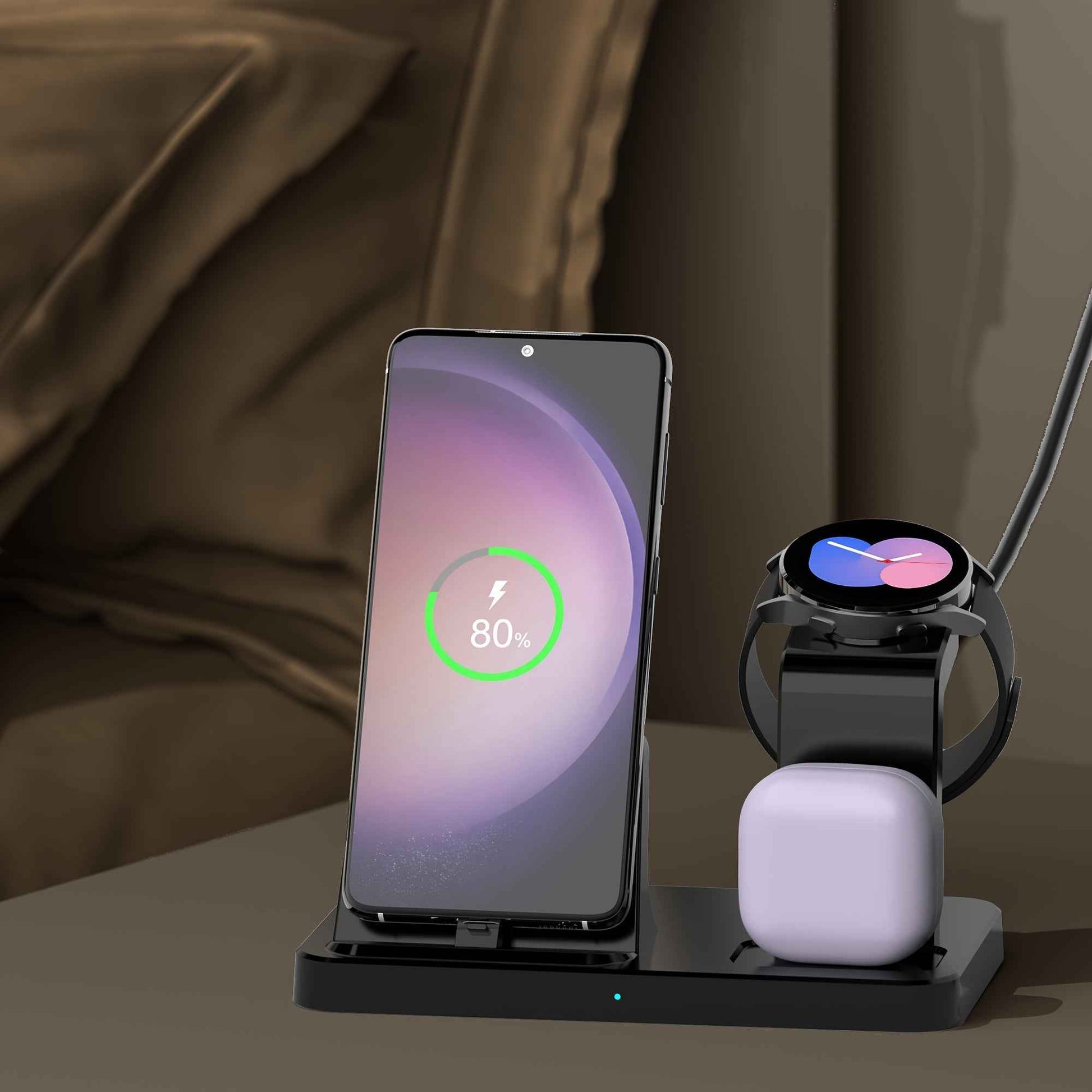 3-in-1 Fast Charging Station for Samsung Multiple Devices - Wireless Charger Dock Stand for Galaxy S23 Ultra/S23+/S22/S21/Note20/Z Flip/Z Fold 4, Galaxy Buds, Watch 6/Classic/5 Pro/4/3/Lte/Active/2/1 with Quick Charging Stand