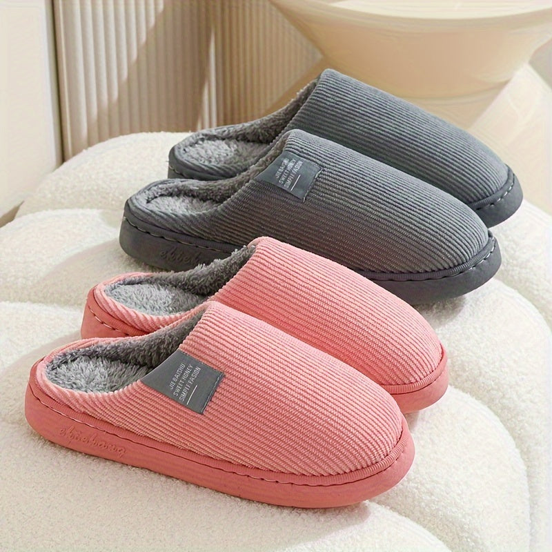 [Soft Plush House Shoes] Plush Women's & Unisex Slip-On Slippers | Non-Slip Rubber Sole, Winter Warm Indoor House Shoes, Soft Cushioned Footbed | Multi-Color (Pink, Blue, Grey, Brown, Green, Yellow, Orange) for Home, Postpart