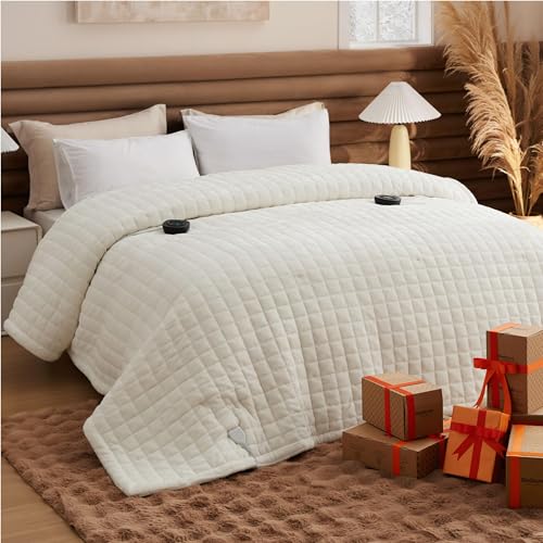 Bedsure Heated Blanket Throw Blanket - Fast Heating Electric Blanket, Soft Flannel Heated Throw with 4 Time Settings, 6 Heating Settings, Warm Gifts for Grandma & Grandpa & Seniors (50“x60”, Grey)