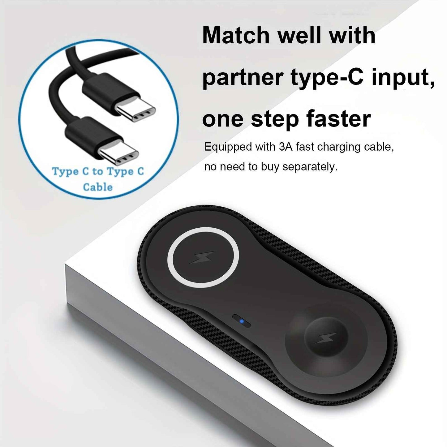 2-in-1 Fast Wireless Charger Mat Dual Wireless Charging Pad for Samsung Galaxy Watch 5/5 Pro/4/3, Galaxy Buds, S23 Ultra, S22, S21, S20, Note 20, 10, Z Flip 4/3, Z Fold