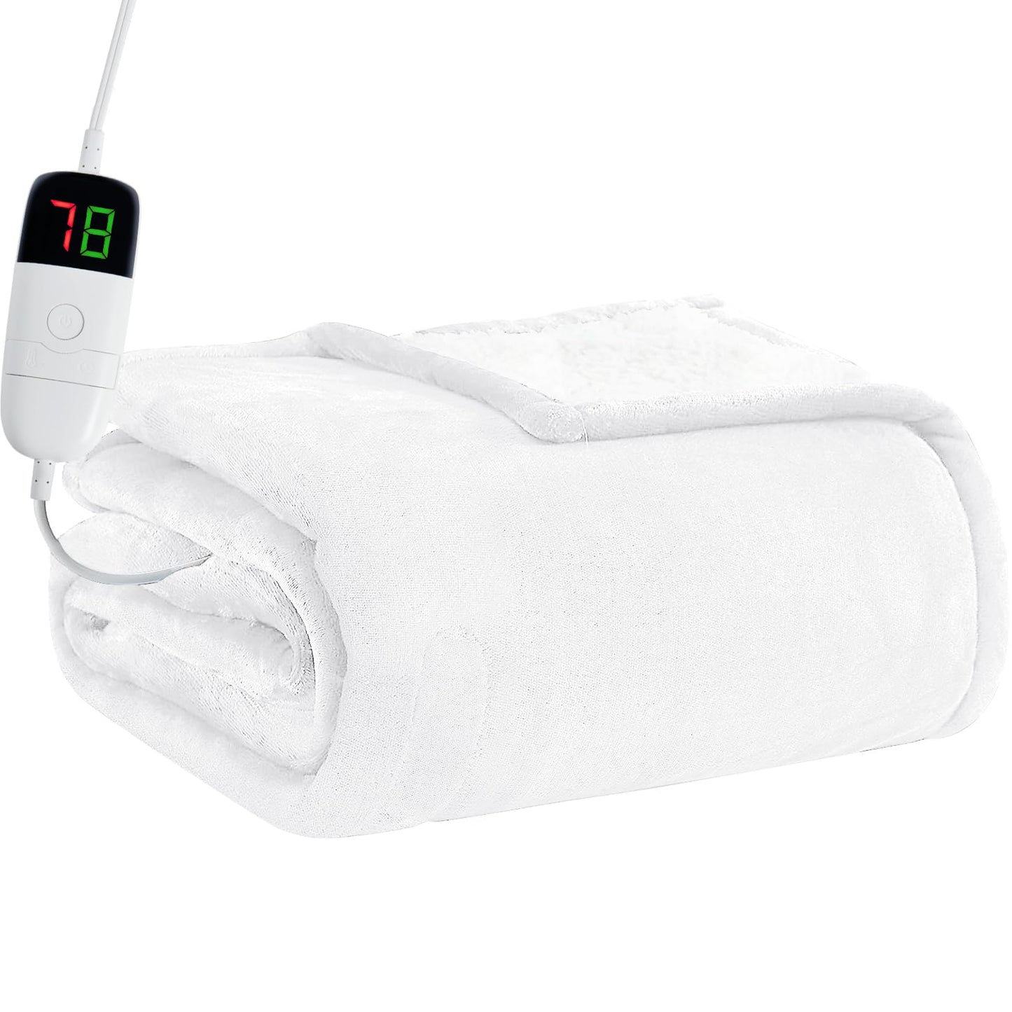 Heated Electric Blanket Queen Size - 84" x 90" Heating Blanket with Dual Control, 10 Heating Levels & 8 Hours Auto Off, Soft Warm Flannel Blanket, Christmas Birthday Gifts for Senior Grandma