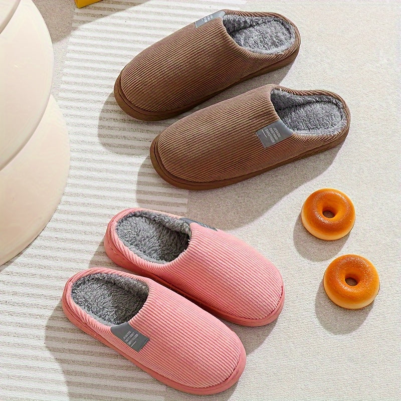 [Soft Plush House Shoes] Plush Women's & Unisex Slip-On Slippers | Non-Slip Rubber Sole, Winter Warm Indoor House Shoes, Soft Cushioned Footbed | Multi-Color (Pink, Blue, Grey, Brown, Green, Yellow, Orange) for Home, Postpart