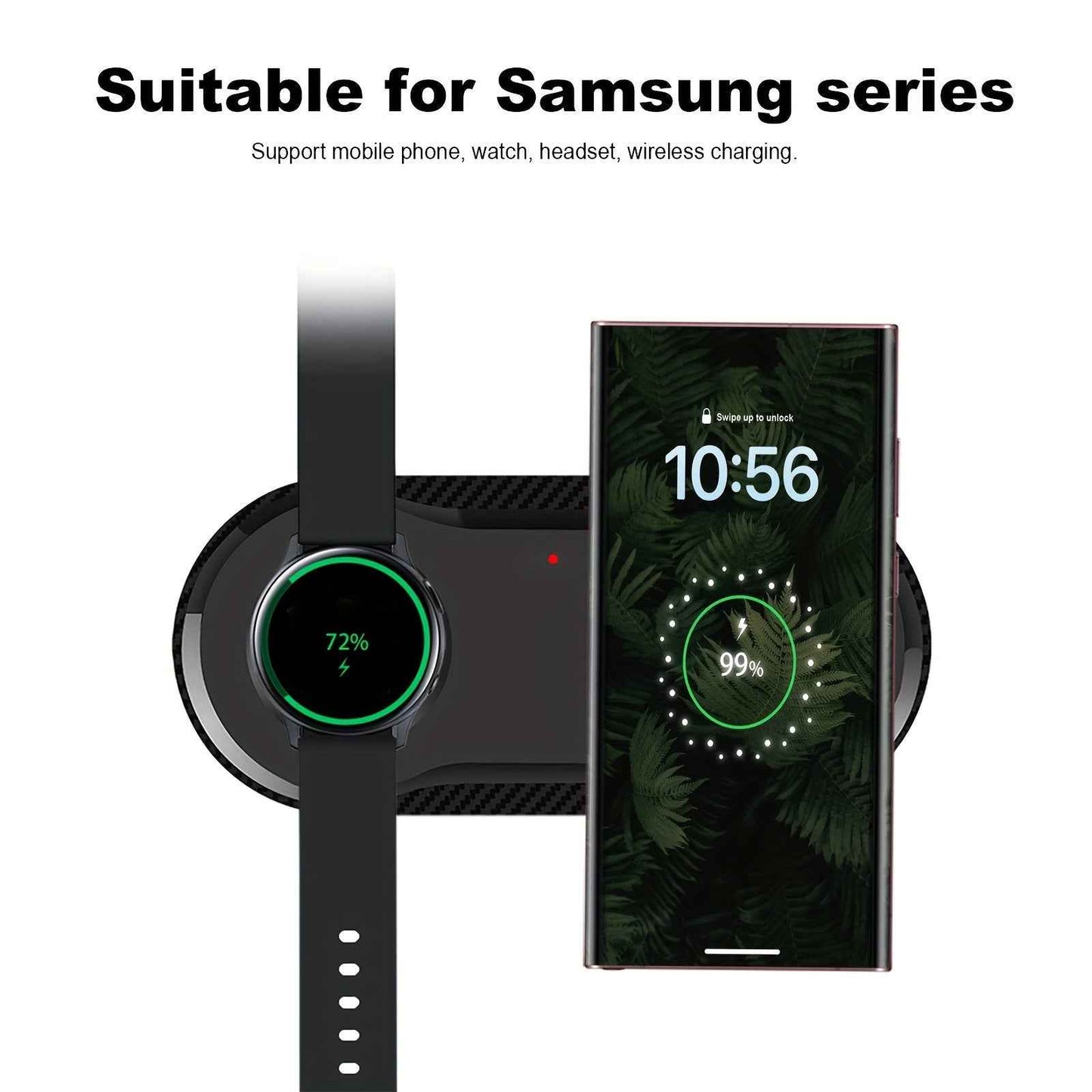 2-in-1 Fast Wireless Charger Mat Dual Wireless Charging Pad for Samsung Galaxy Watch 5/5 Pro/4/3, Galaxy Buds, S23 Ultra, S22, S21, S20, Note 20, 10, Z Flip 4/3, Z Fold
