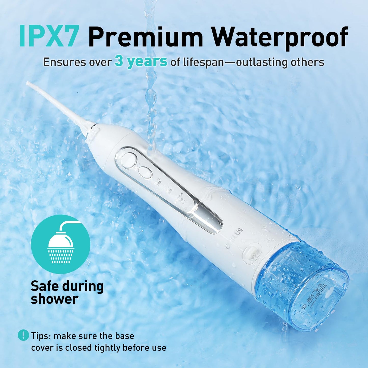 COSLUS Water Dental Flosser Teeth Pick: Portable Cordless Oral Irrigator 300ML Rechargeable Travel Irrigation Cleaner IPX7 Waterproof Electric Flossing Machine for Teeth Cleaning C20(F5020E)