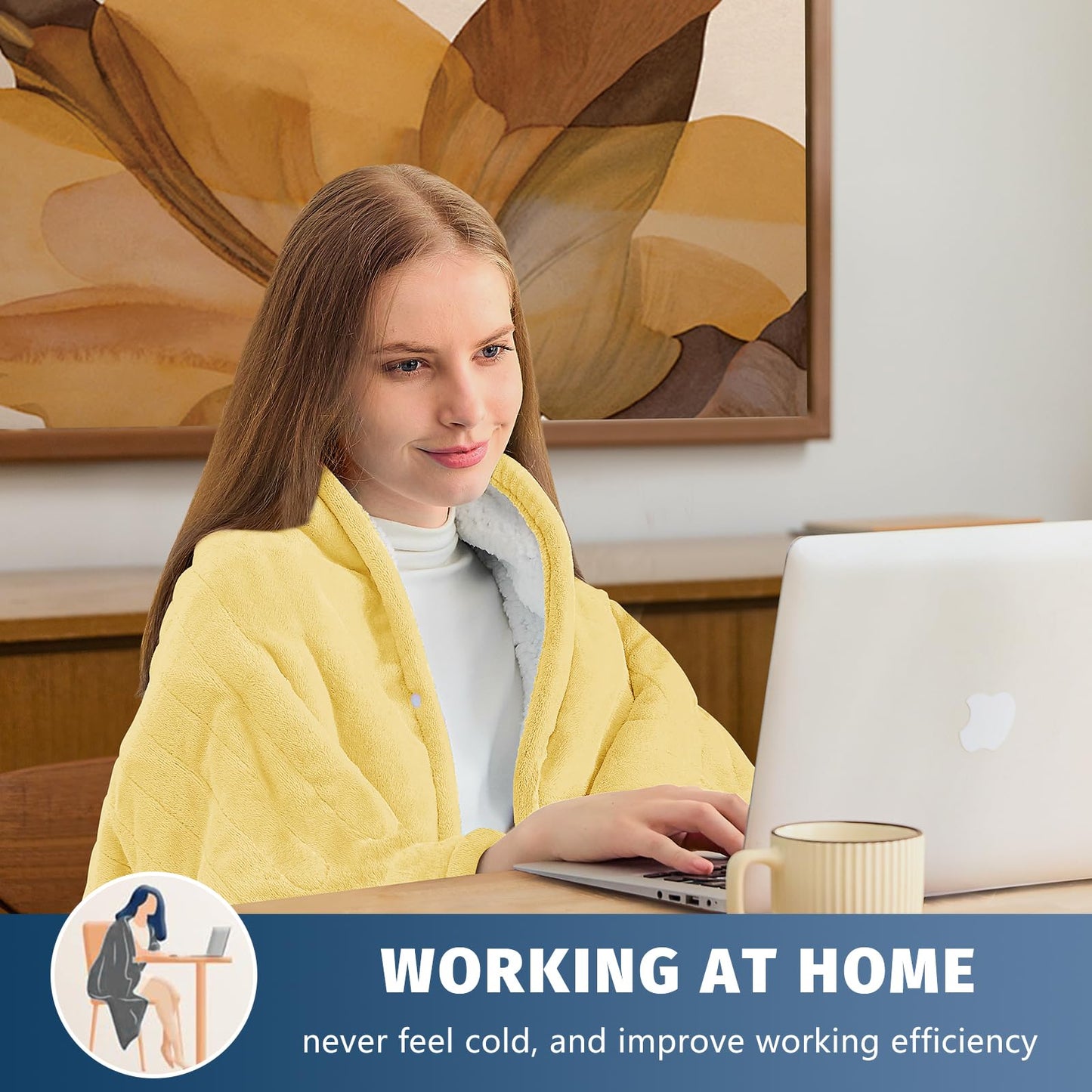 Heated Electric Blanket Queen Size - 84" x 90" Heating Blanket with Dual Control, 10 Heating Levels & 8 Hours Auto Off, Soft Warm Flannel Blanket, Christmas Birthday Gifts for Senior Grandma