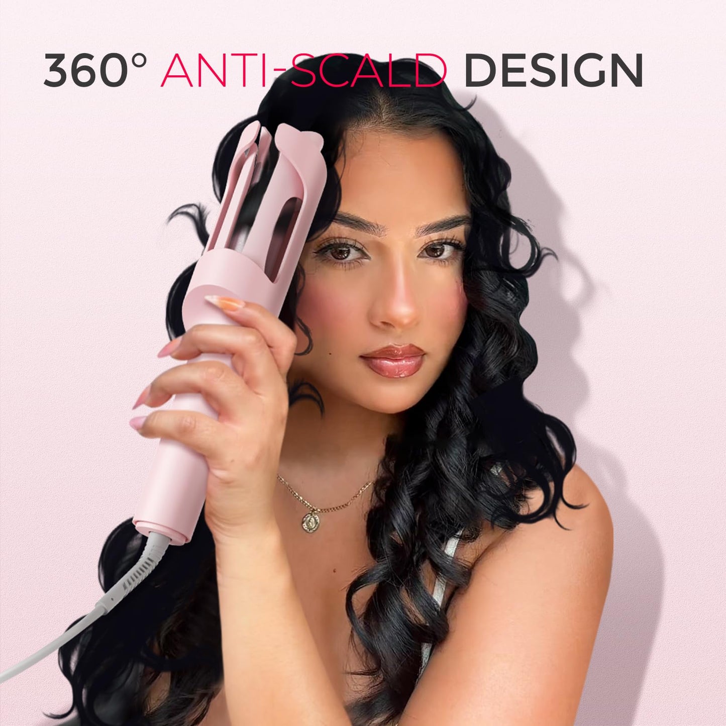 TYMO Automatic Rotating Curling Iron - TYMO CURLPRO Beach Waves Curling Wand, Portable Hair Curler, 500 Million Ionic, Dual Voltage & Lightweight for Travel, Ceramic Coating, 1 Inch, Metallic Gray