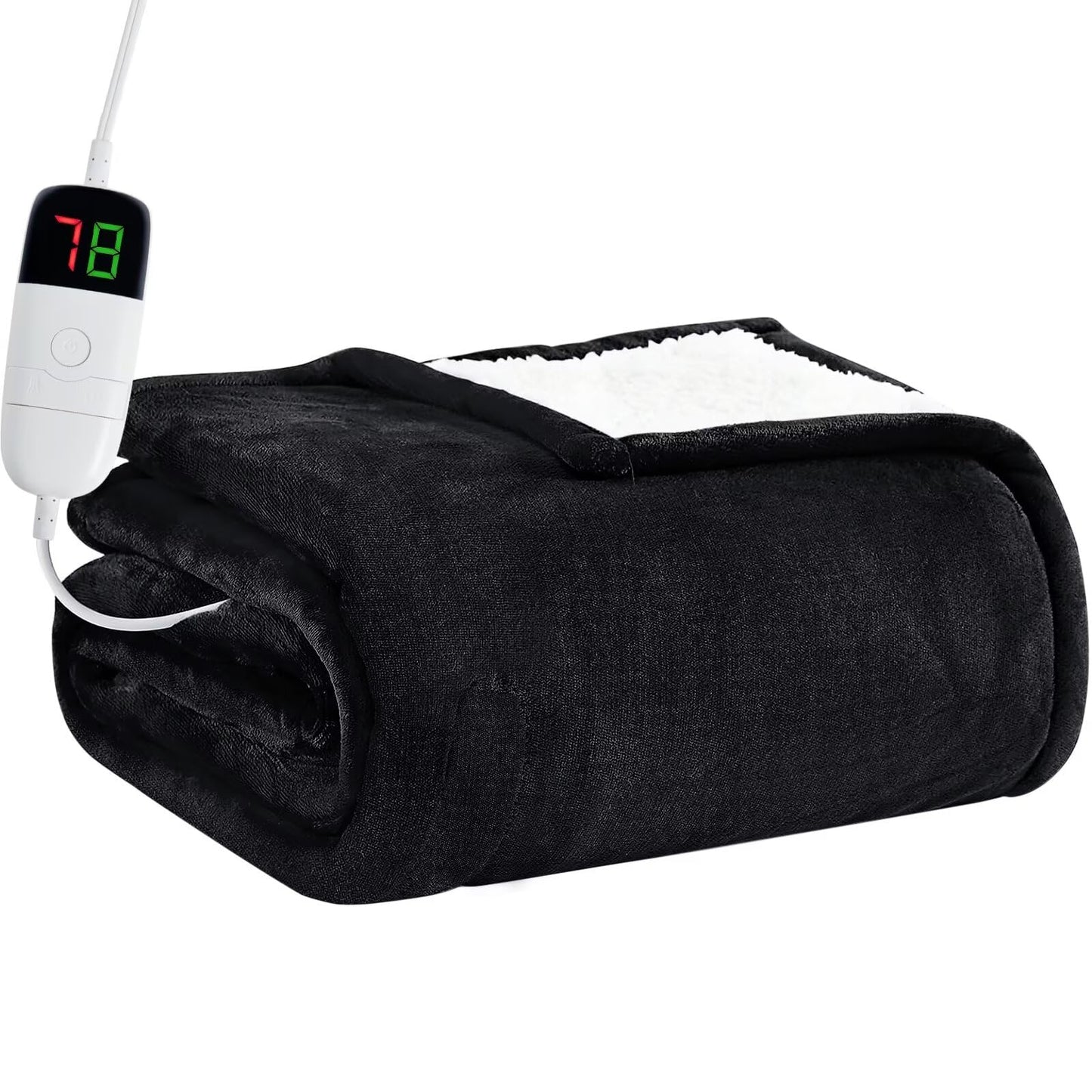 Heated Electric Blanket Queen Size - 84" x 90" Heating Blanket with Dual Control, 10 Heating Levels & 8 Hours Auto Off, Soft Warm Flannel Blanket, Christmas Birthday Gifts for Senior Grandma