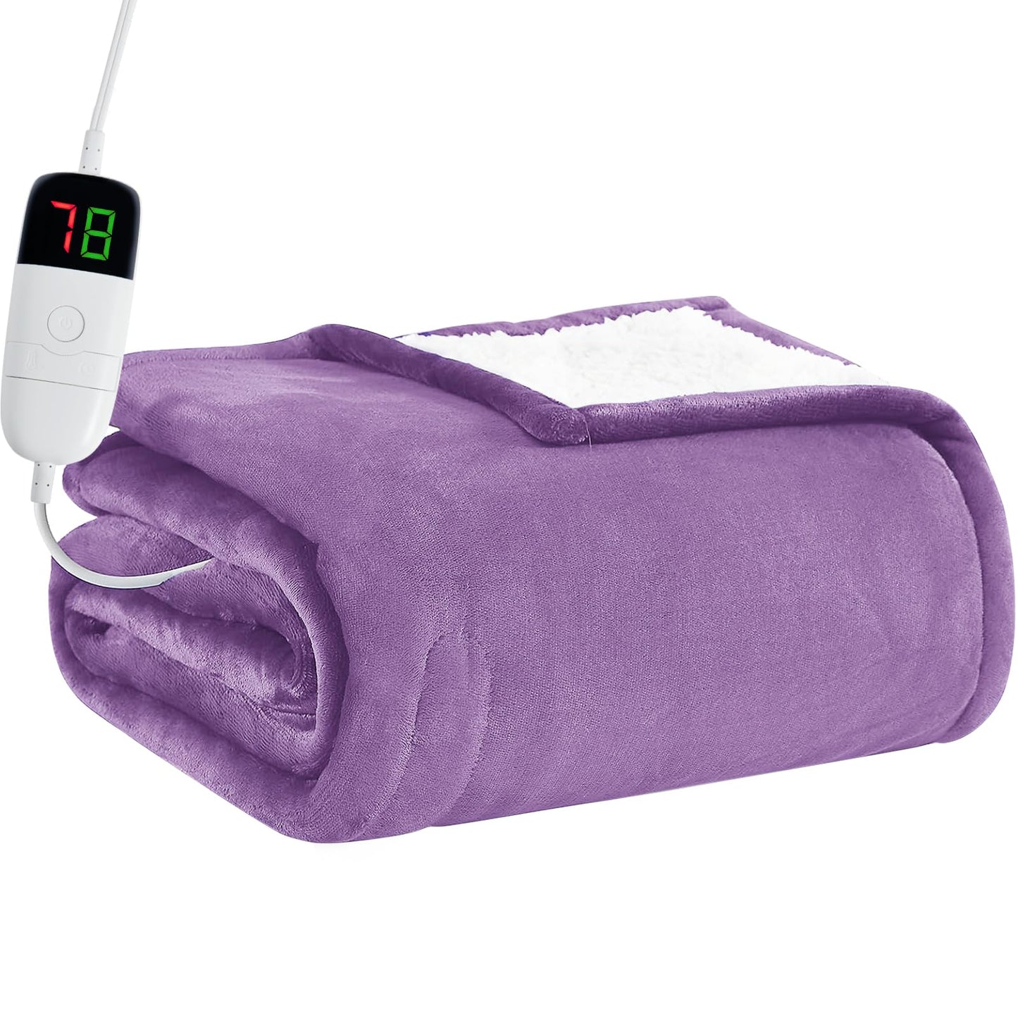 Heated Electric Blanket Queen Size - 84" x 90" Heating Blanket with Dual Control, 10 Heating Levels & 8 Hours Auto Off, Soft Warm Flannel Blanket, Christmas Birthday Gifts for Senior Grandma