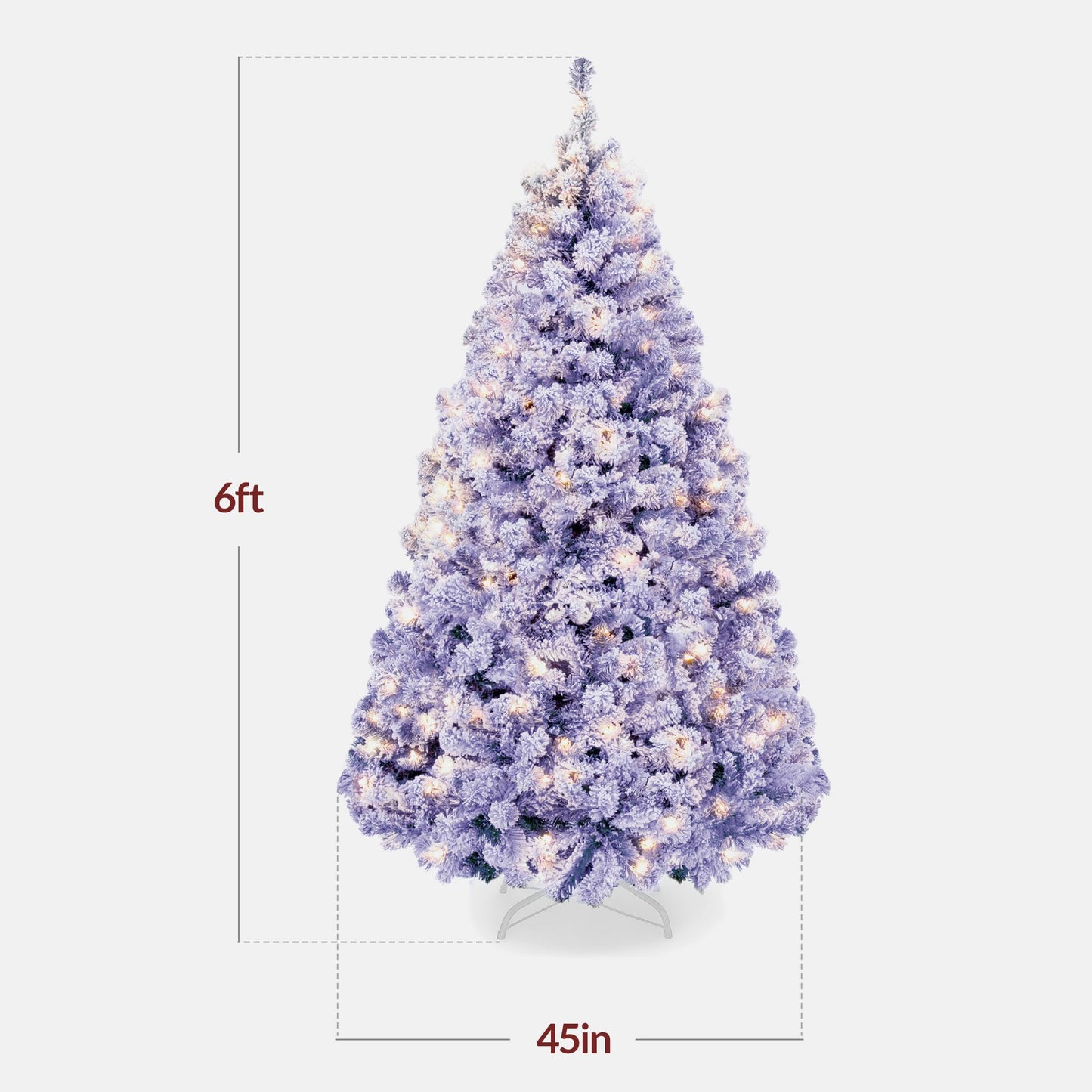 Best Choice Products Pre-Lit Artificial Christmas Tree, 9ft Snow Flocked Design Pine Tree, Full Appearance Snowy w/Easy Assembly, Metal Stand