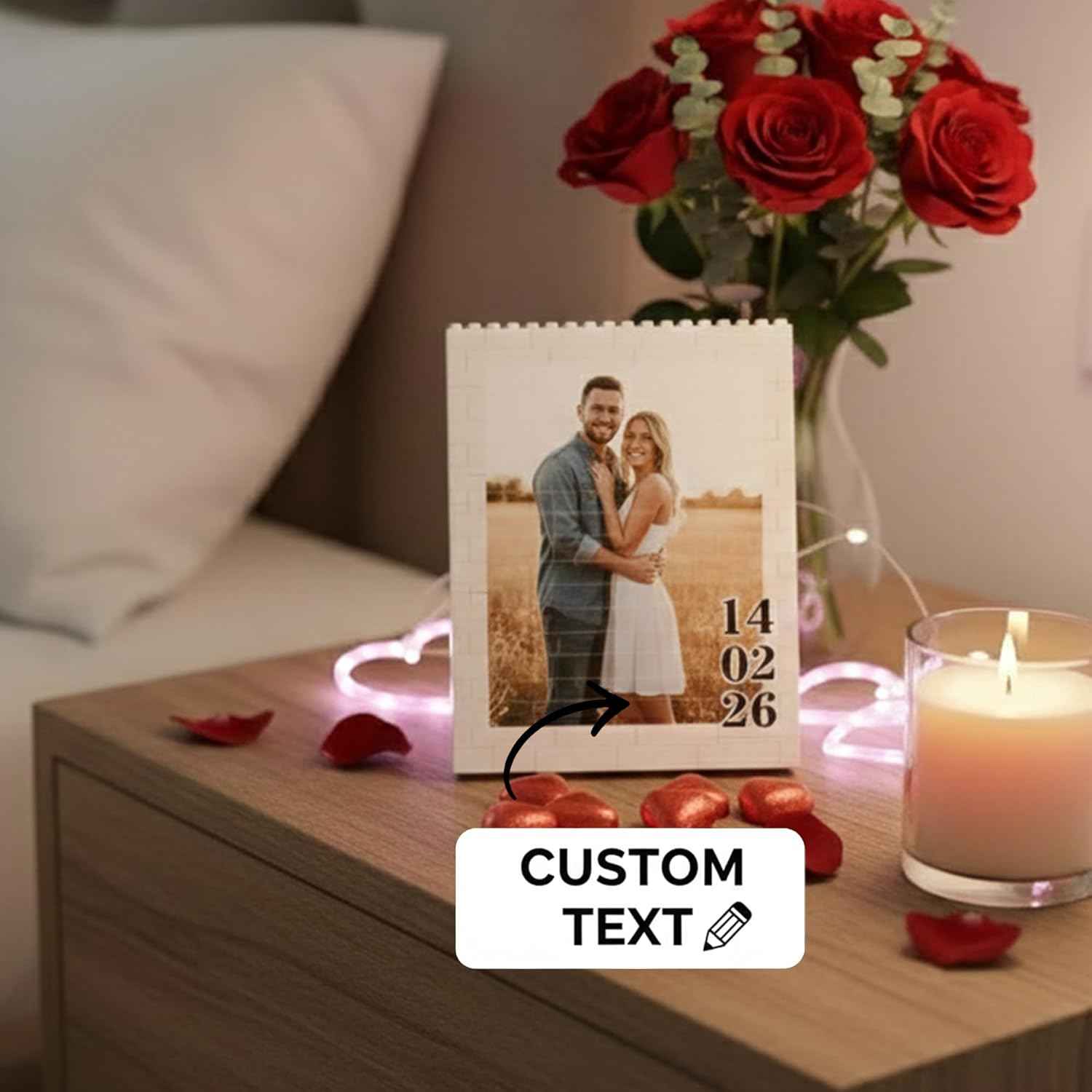 Noni Custom Photo Building Blocks for Couples, Custom Couple Gifts, Anniversary, Birthday, Valentine’s Day, Wedding, Personalized Picture Block Gift for Boyfriend, Girlfriend, Husband, Wife