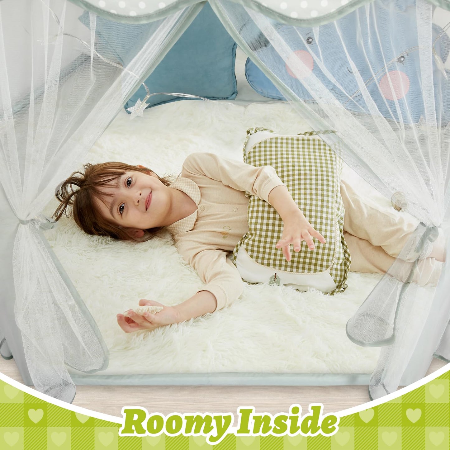 Monobeach Princess Tent Girls Large Playhouse Kids Castle Play Tent with Star Lights Toy for Children Indoor and Outdoor Games, 55'' x 53'' (DxH)