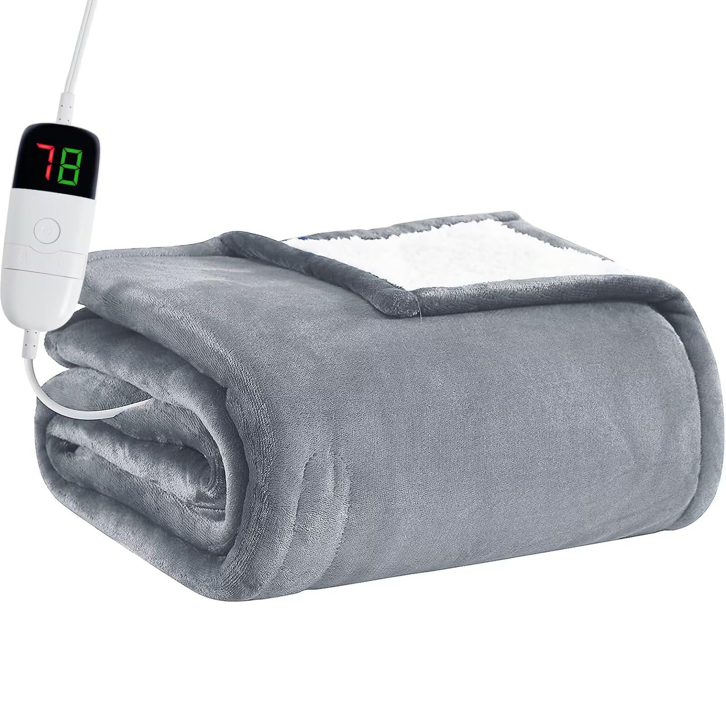 Heated Electric Blanket Queen Size - 84" x 90" Heating Blanket with Dual Control, 10 Heating Levels & 8 Hours Auto Off, Soft Warm Flannel Blanket, Christmas Birthday Gifts for Senior Grandma