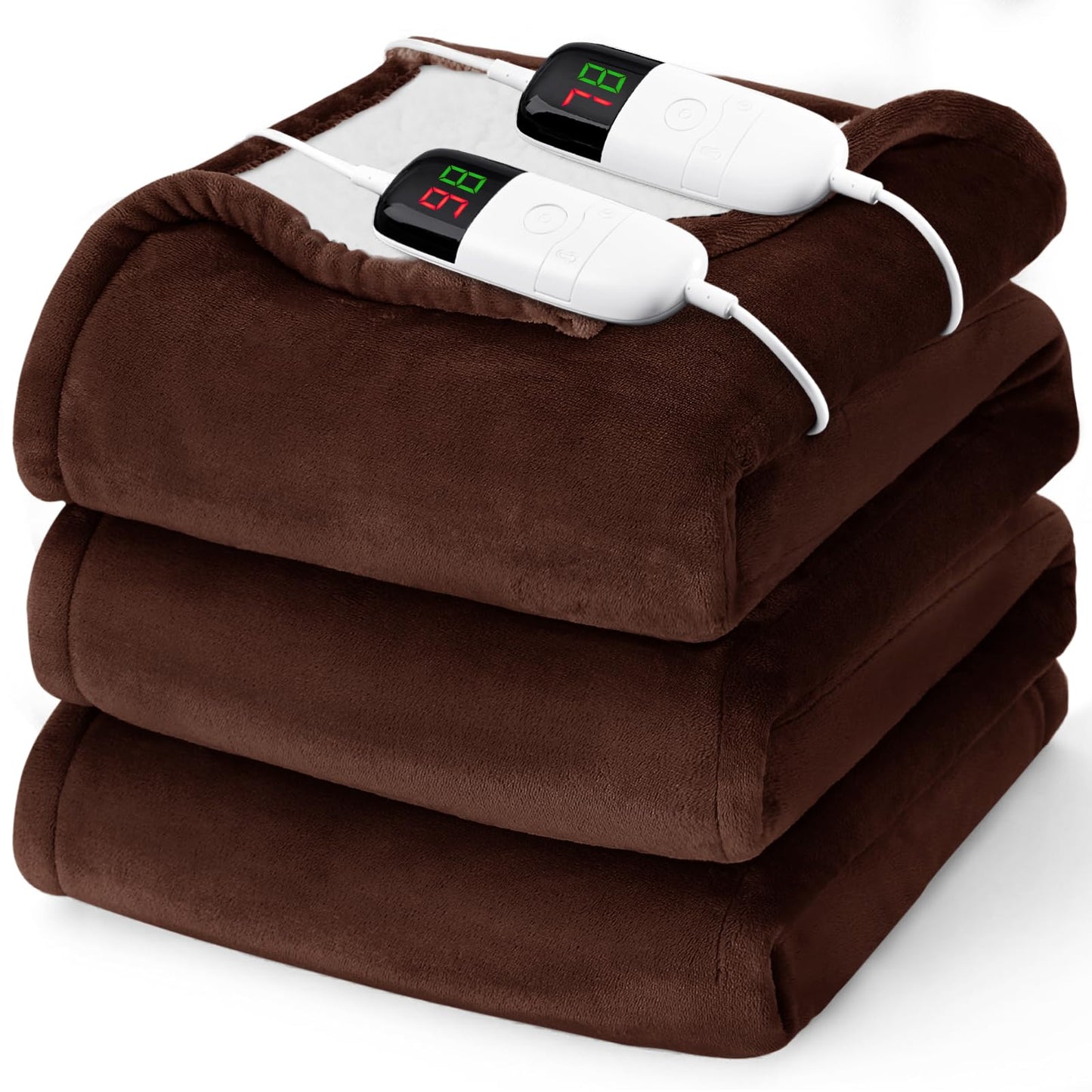 Heated Electric Blanket Queen Size - 84" x 90" Heating Blanket with Dual Control, 10 Heating Levels & 8 Hours Auto Off, Soft Warm Flannel Blanket, Christmas Birthday Gifts for Senior Grandma