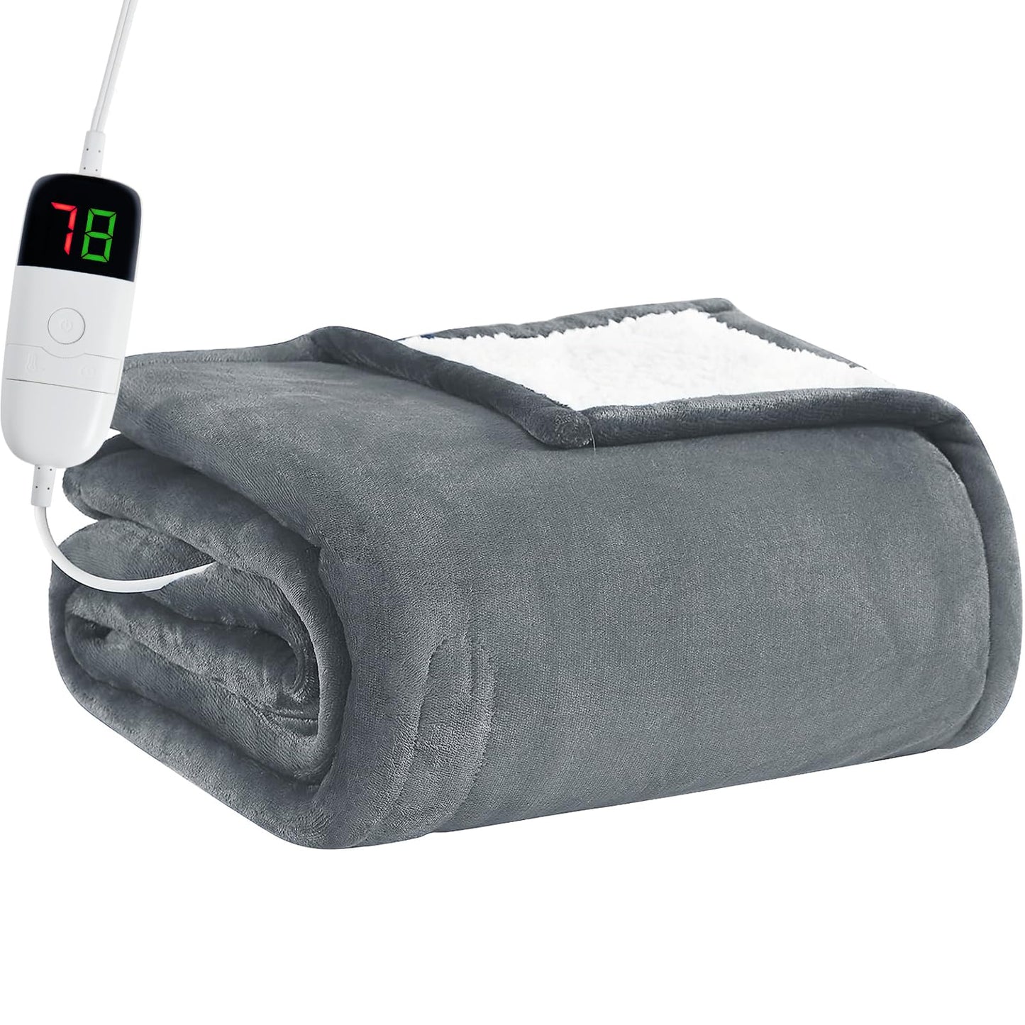 Heated Electric Blanket Queen Size - 84" x 90" Heating Blanket with Dual Control, 10 Heating Levels & 8 Hours Auto Off, Soft Warm Flannel Blanket, Christmas Birthday Gifts for Senior Grandma