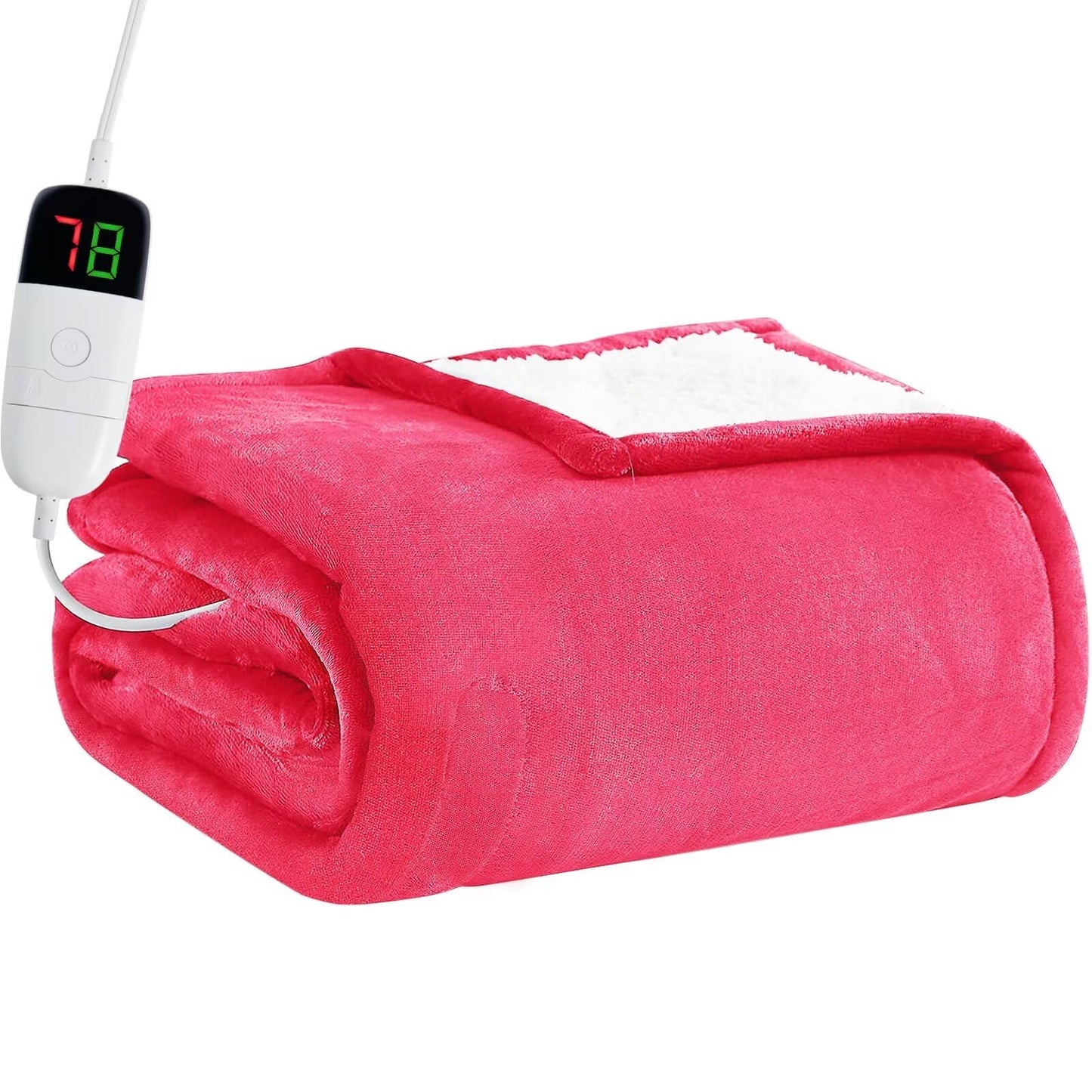 Heated Electric Blanket Queen Size - 84" x 90" Heating Blanket with Dual Control, 10 Heating Levels & 8 Hours Auto Off, Soft Warm Flannel Blanket, Christmas Birthday Gifts for Senior Grandma