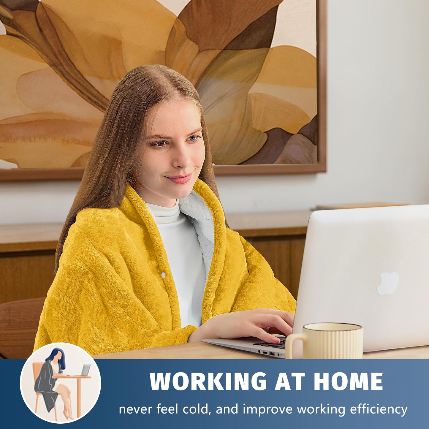 Heated Electric Blanket Queen Size - 84" x 90" Heating Blanket with Dual Control, 10 Heating Levels & 8 Hours Auto Off, Soft Warm Flannel Blanket, Christmas Birthday Gifts for Senior Grandma