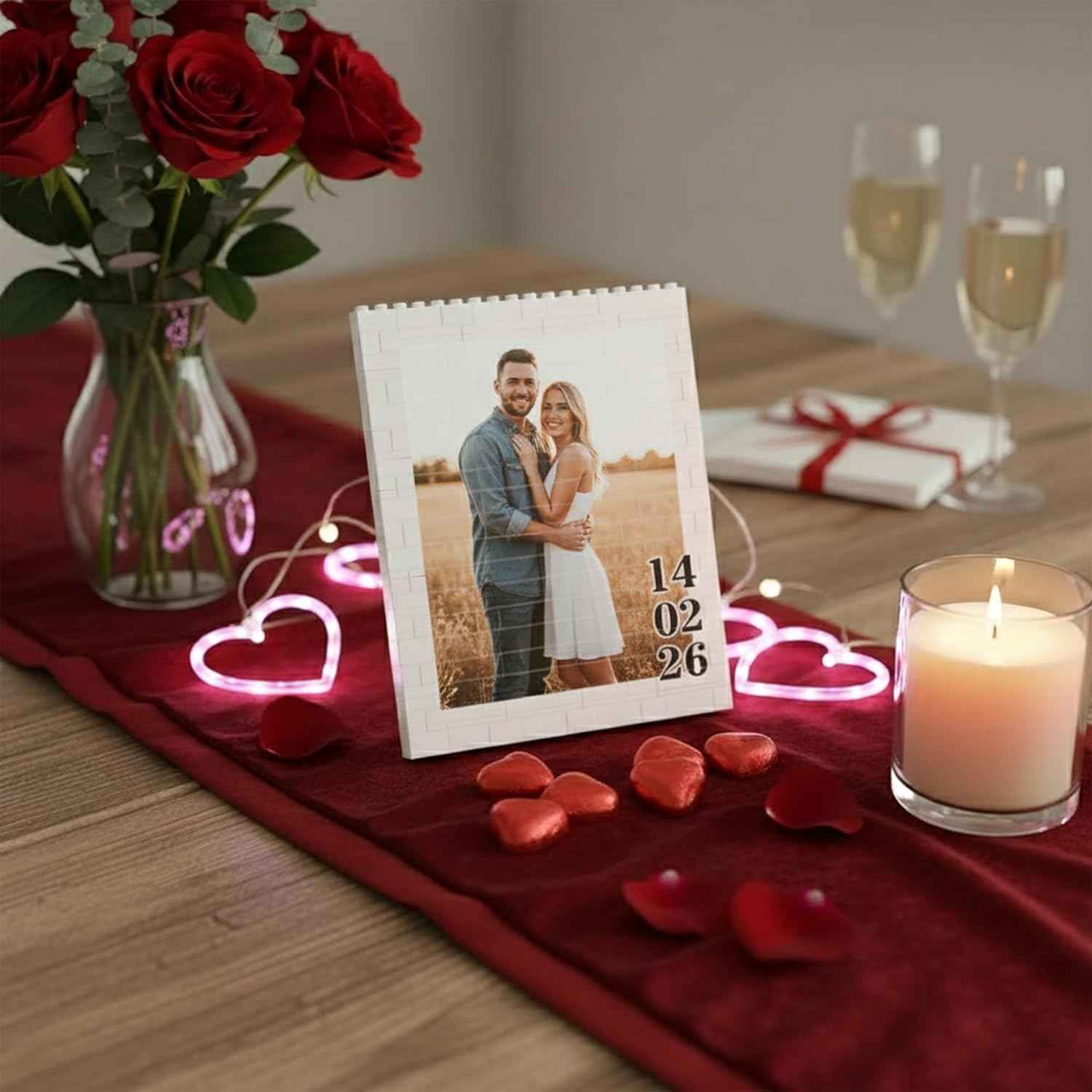 Noni Custom Photo Building Blocks for Couples, Custom Couple Gifts, Anniversary, Birthday, Valentine’s Day, Wedding, Personalized Picture Block Gift for Boyfriend, Girlfriend, Husband, Wife