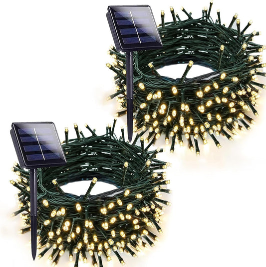 4pk Multi-Colored Solar Christmas Lights Outdoor Waterproof, 400 LED 132 FT Solar Powered LED String Lights Green Wire with 8 Modes, Solar Fairy Lights for Xmas Tree Party Wedding Garden Decorations