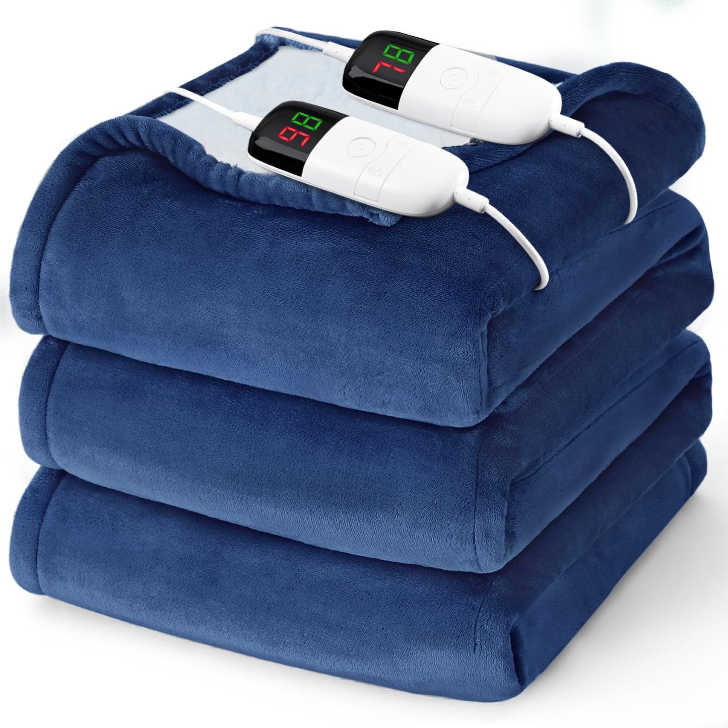 Heated Electric Blanket Queen Size - 84" x 90" Heating Blanket with Dual Control, 10 Heating Levels & 8 Hours Auto Off, Soft Warm Flannel Blanket, Christmas Birthday Gifts for Senior Grandma