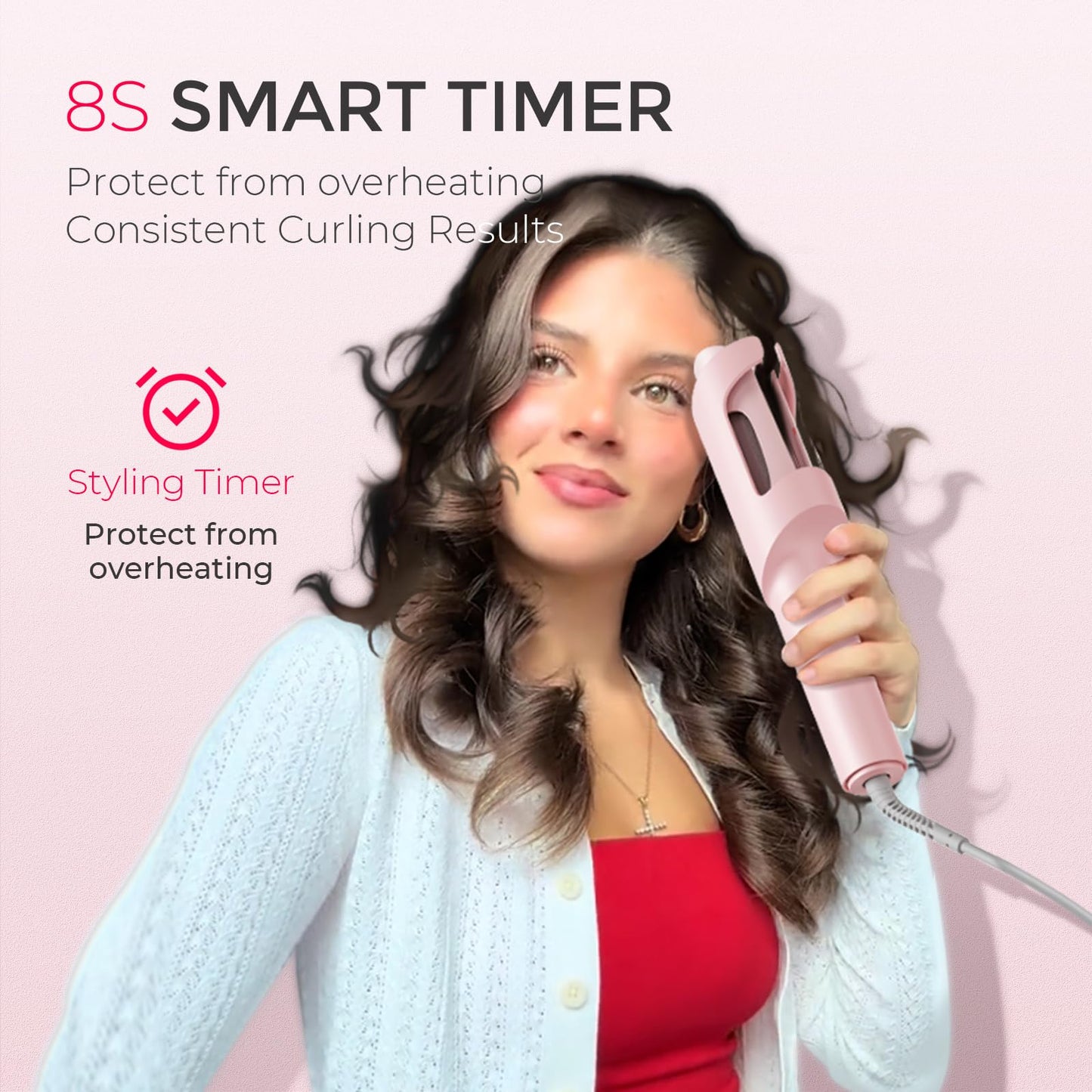 TYMO Automatic Rotating Curling Iron - TYMO CURLPRO Beach Waves Curling Wand, Portable Hair Curler, 500 Million Ionic, Dual Voltage & Lightweight for Travel, Ceramic Coating, 1 Inch, Metallic Gray