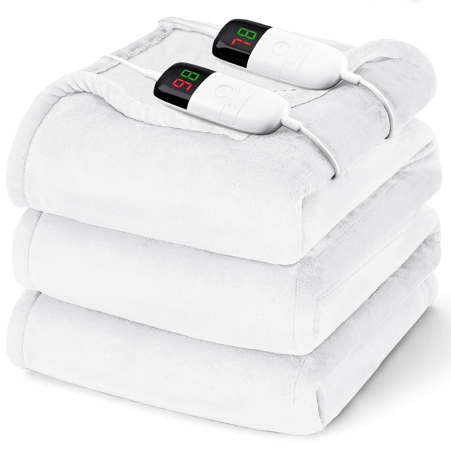 Heated Electric Blanket Queen Size - 84" x 90" Heating Blanket with Dual Control, 10 Heating Levels & 8 Hours Auto Off, Soft Warm Flannel Blanket, Christmas Birthday Gifts for Senior Grandma