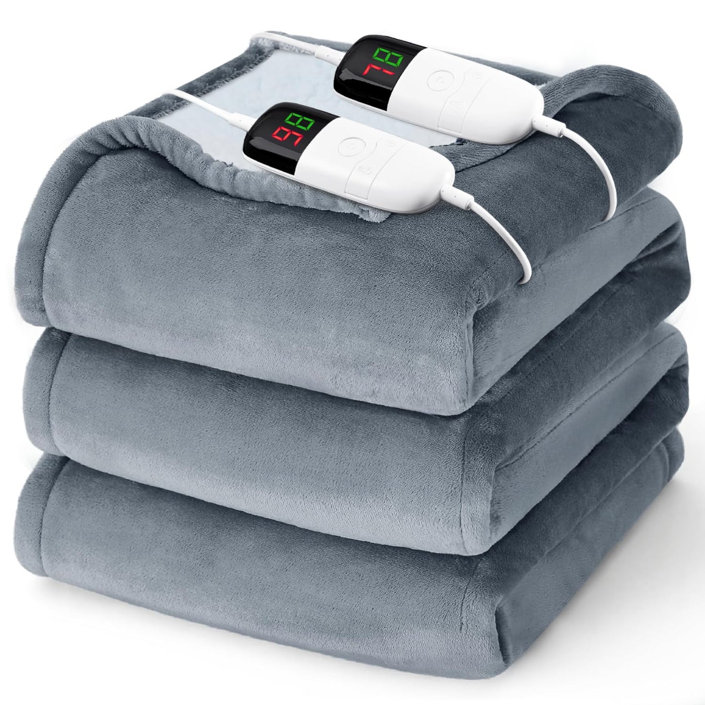 Heated Electric Blanket Queen Size - 84" x 90" Heating Blanket with Dual Control, 10 Heating Levels & 8 Hours Auto Off, Soft Warm Flannel Blanket, Christmas Birthday Gifts for Senior Grandma