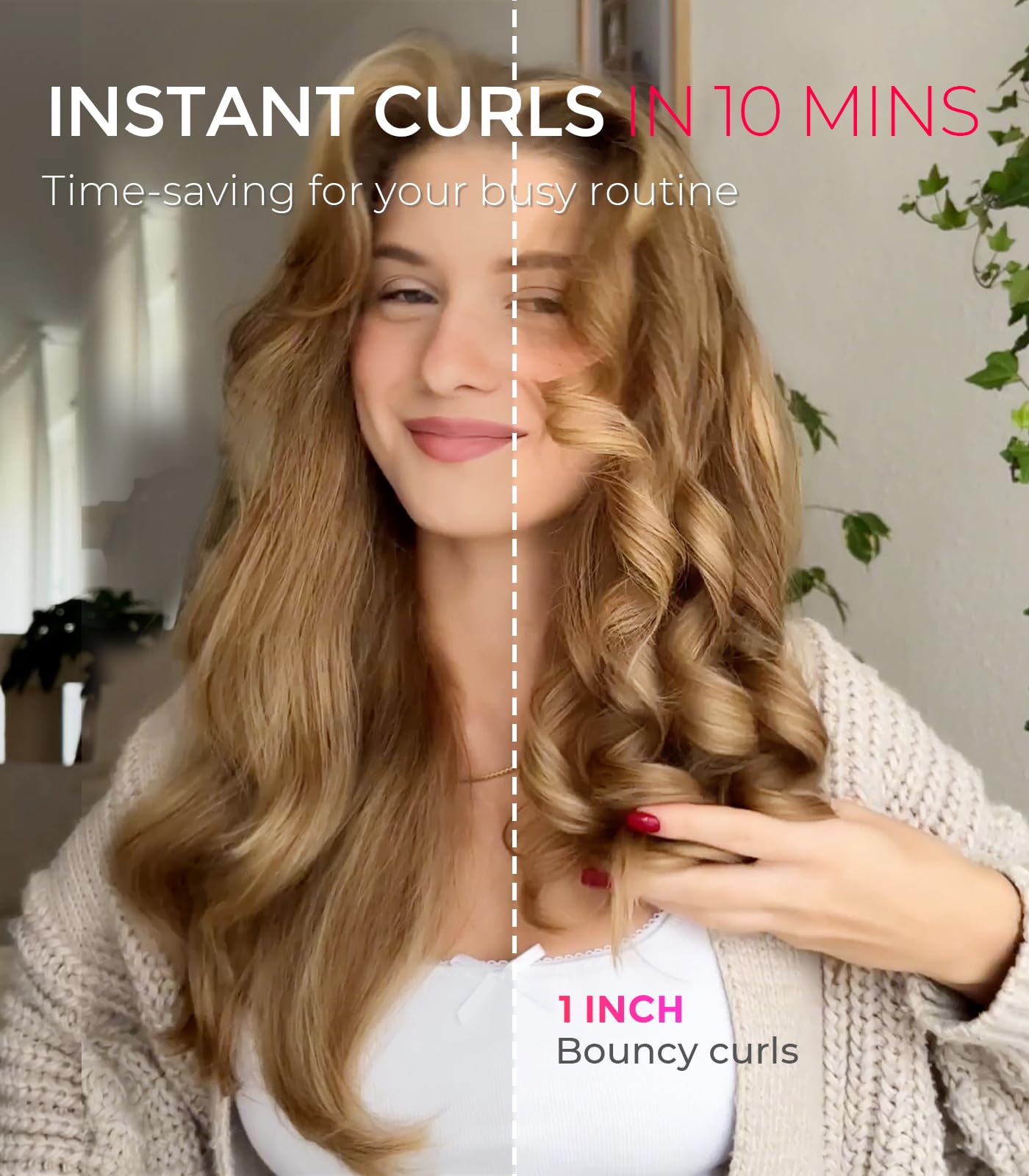 TYMO Automatic Rotating Curling Iron - TYMO CURLPRO Beach Waves Curling Wand, Portable Hair Curler, 500 Million Ionic, Dual Voltage & Lightweight for Travel, Ceramic Coating, 1 Inch, Metallic Gray