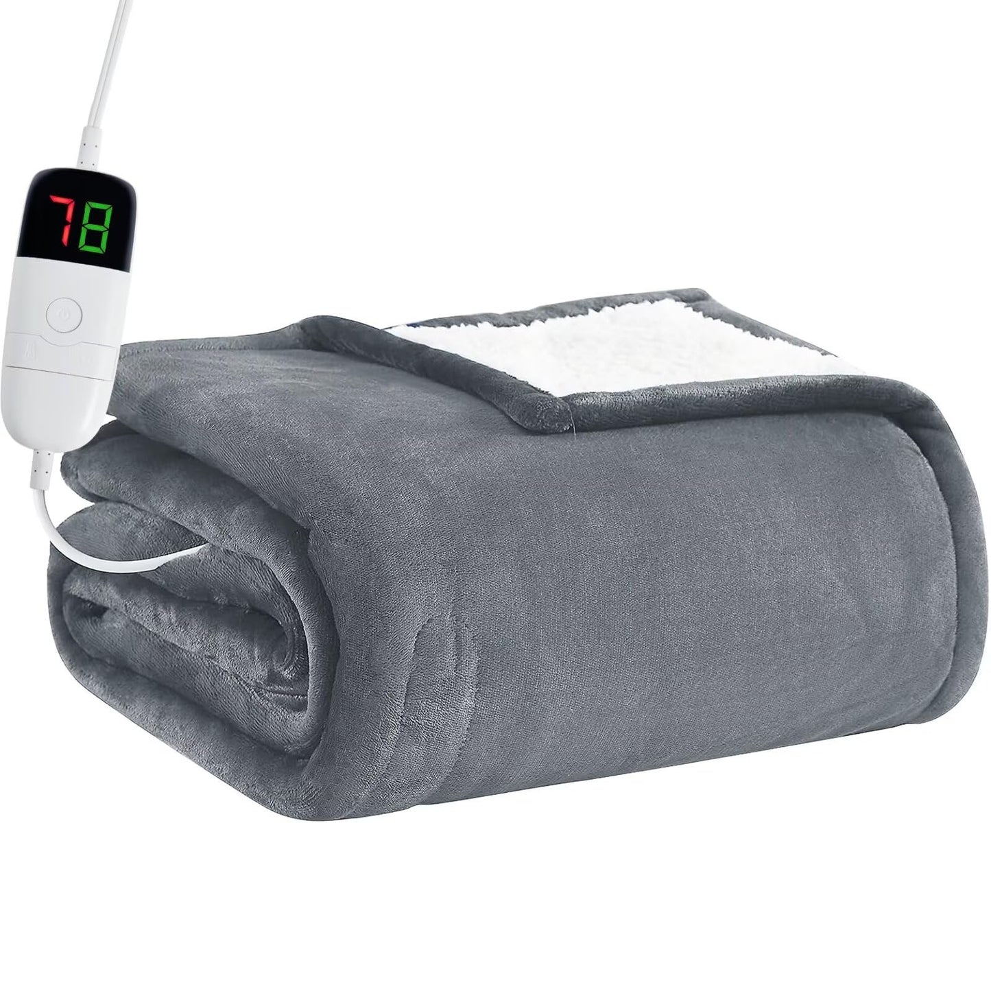 Heated Electric Blanket Queen Size - 84" x 90" Heating Blanket with Dual Control, 10 Heating Levels & 8 Hours Auto Off, Soft Warm Flannel Blanket, Christmas Birthday Gifts for Senior Grandma