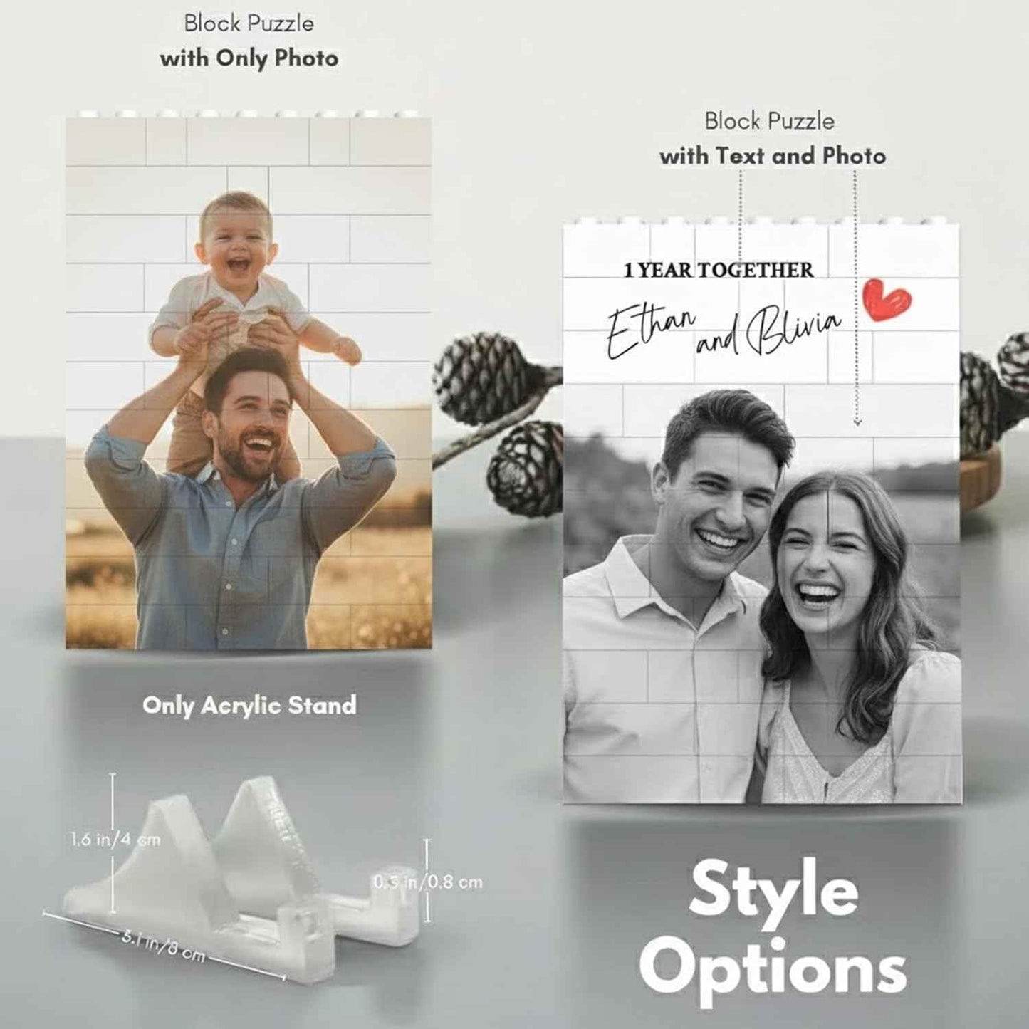 Noni Custom Photo Building Blocks for Couples, Custom Couple Gifts, Anniversary, Birthday, Valentine’s Day, Wedding, Personalized Picture Block Gift for Boyfriend, Girlfriend, Husband, Wife