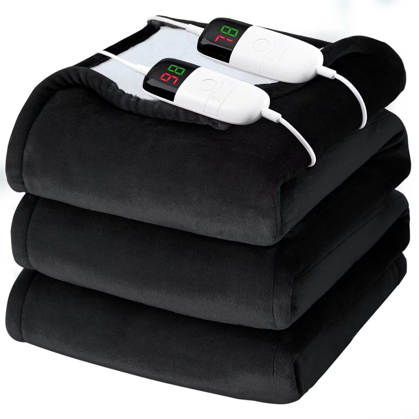 Heated Electric Blanket Queen Size - 84" x 90" Heating Blanket with Dual Control, 10 Heating Levels & 8 Hours Auto Off, Soft Warm Flannel Blanket, Christmas Birthday Gifts for Senior Grandma