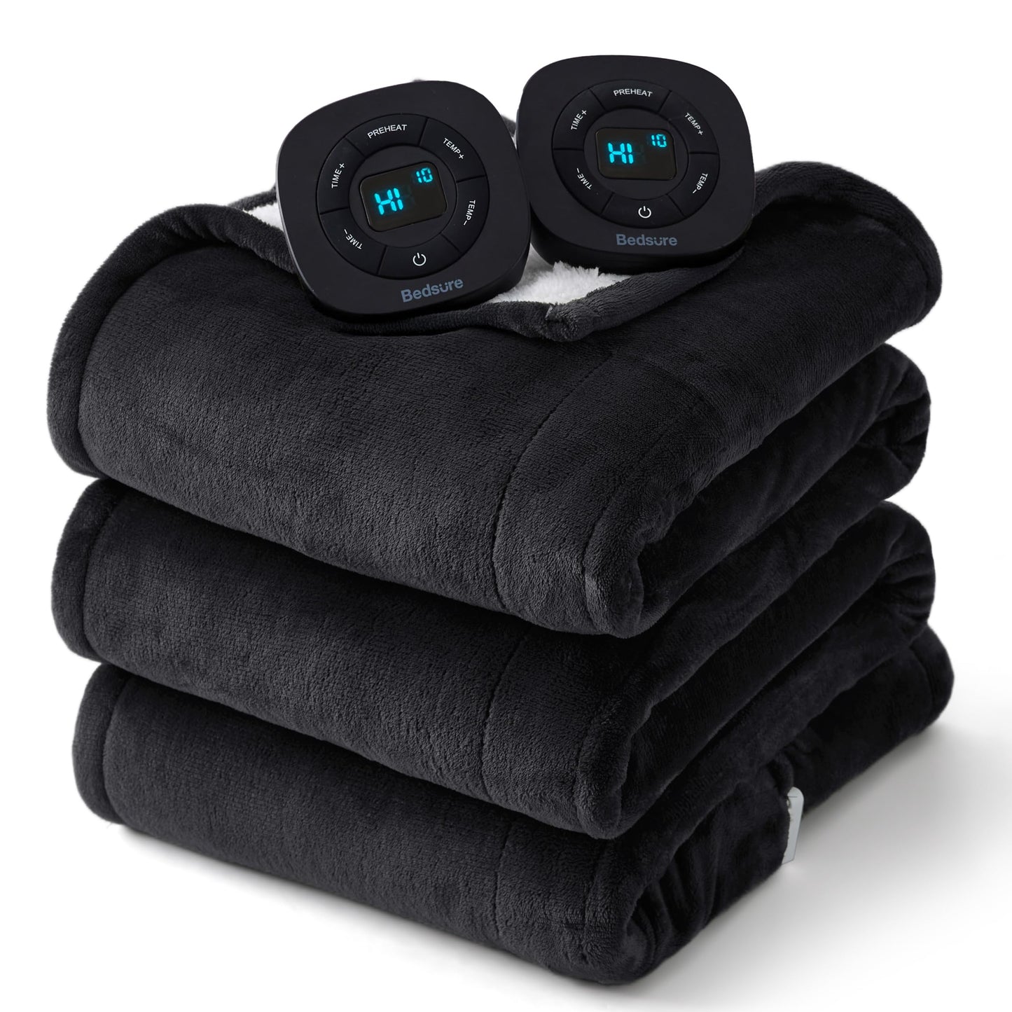 Bedsure Heated Blanket Throw Blanket - Fast Heating Electric Blanket, Soft Flannel Heated Throw with 4 Time Settings, 6 Heating Settings, Warm Gifts for Grandma & Grandpa & Seniors (50“x60”, Grey)