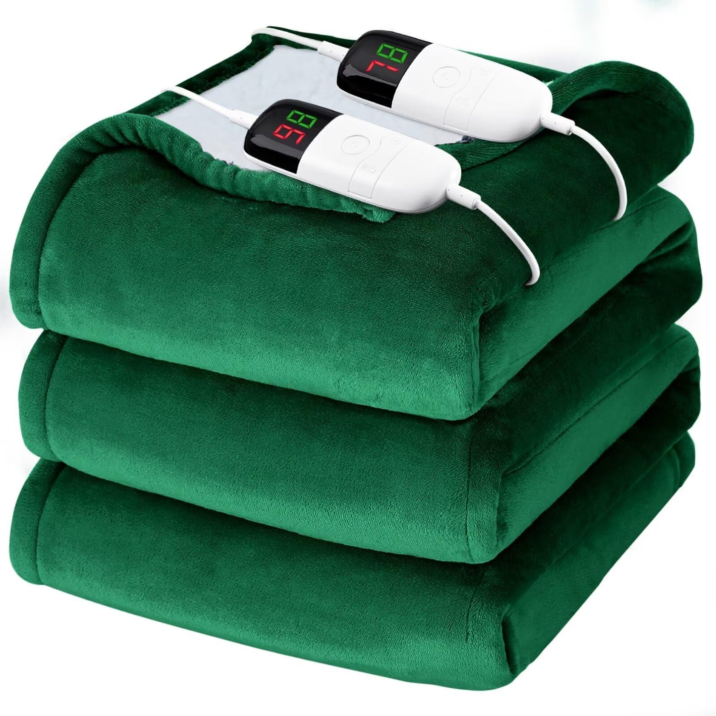 Heated Electric Blanket Queen Size - 84" x 90" Heating Blanket with Dual Control, 10 Heating Levels & 8 Hours Auto Off, Soft Warm Flannel Blanket, Christmas Birthday Gifts for Senior Grandma