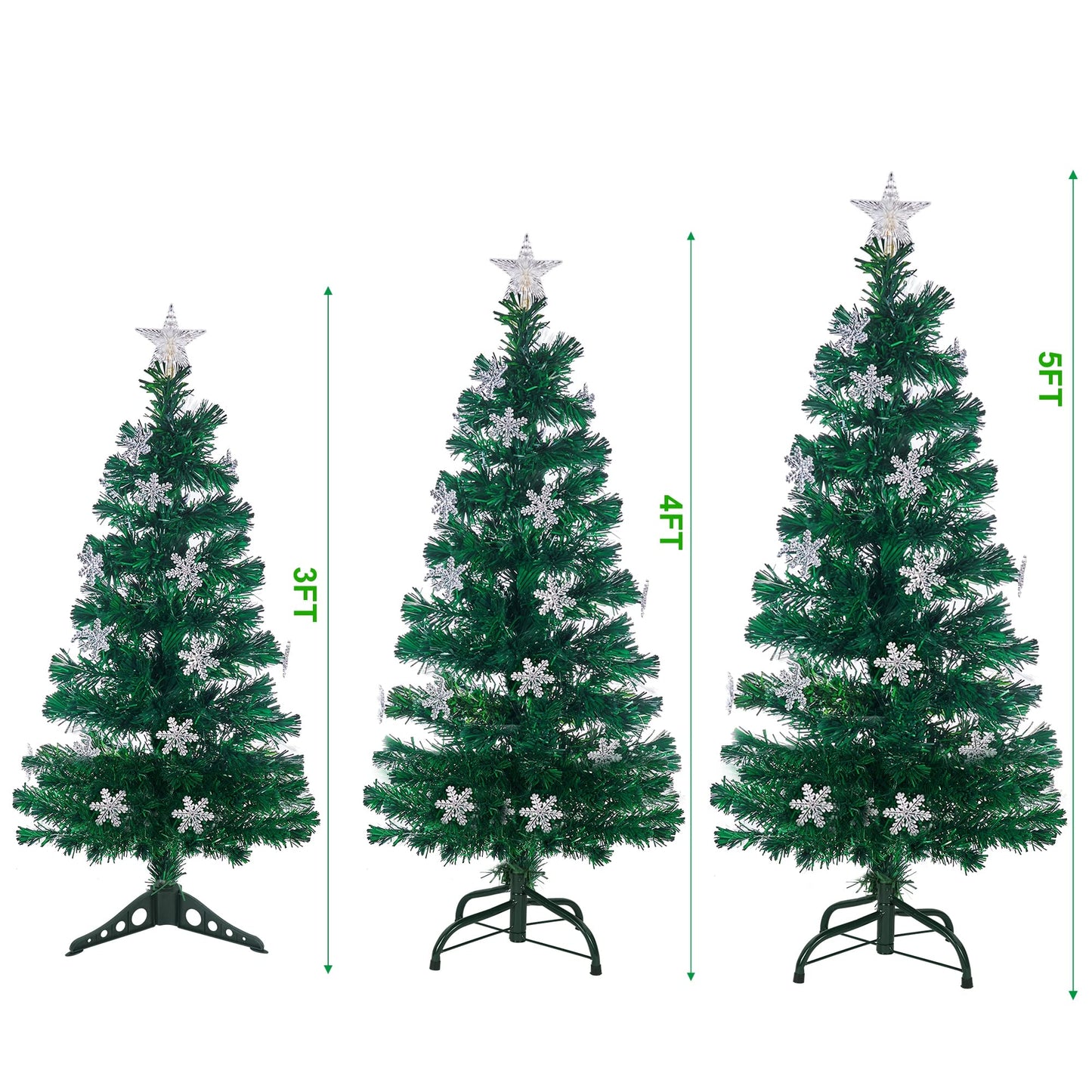 Juegoal 7 ft Pre-Lit Optical Fiber Christmas Artificial Tree, with LED RGB Color Changing Led Lights, Snowflakes and Top Star, Festive Party Holiday Fake Multicolor Xmas Tree with Sturdy Metal Legs