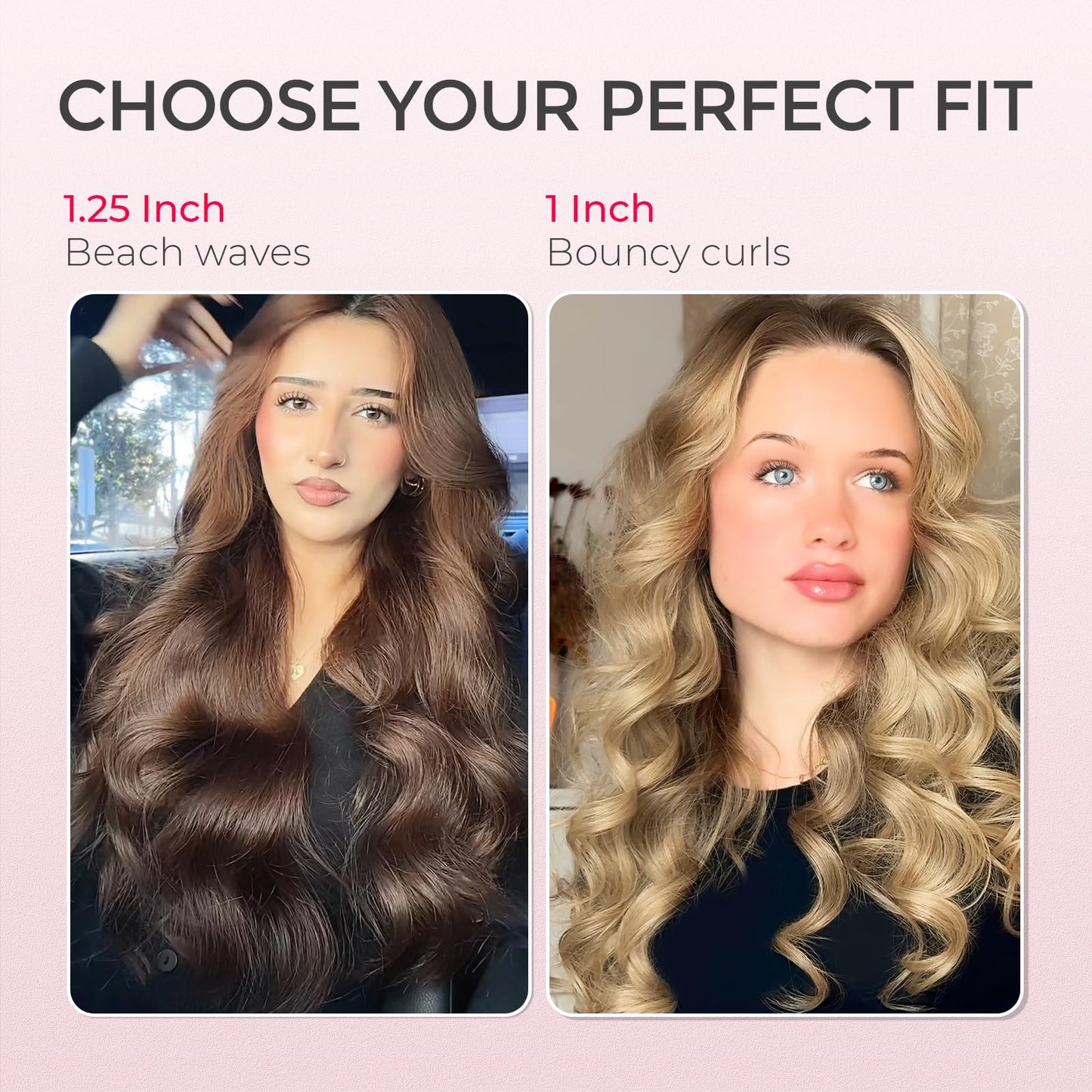 TYMO Automatic Rotating Curling Iron - TYMO CURLPRO Beach Waves Curling Wand, Portable Hair Curler, 500 Million Ionic, Dual Voltage & Lightweight for Travel, Ceramic Coating, 1 Inch, Metallic Gray