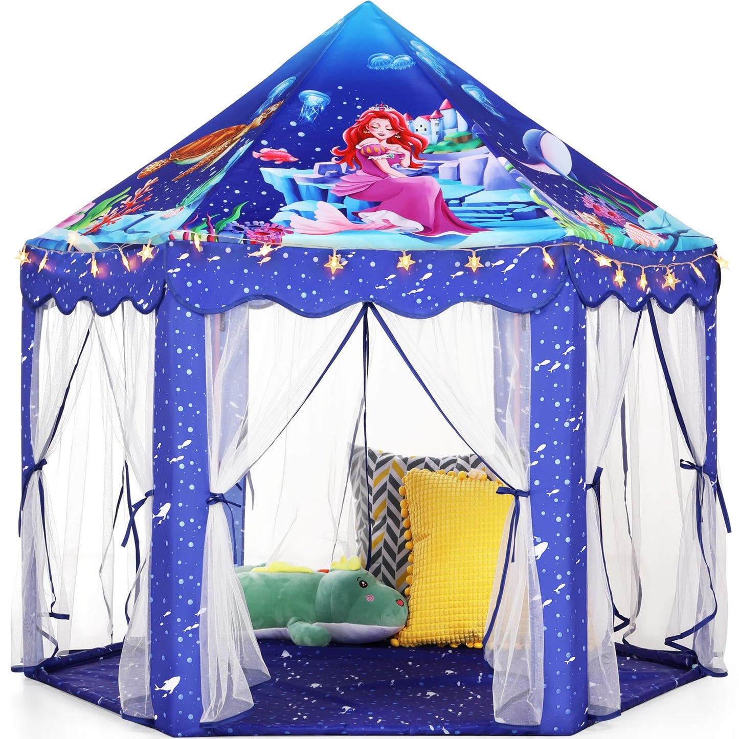 Monobeach Princess Tent Girls Large Playhouse Kids Castle Play Tent with Star Lights Toy for Children Indoor and Outdoor Games, 55'' x 53'' (DxH)