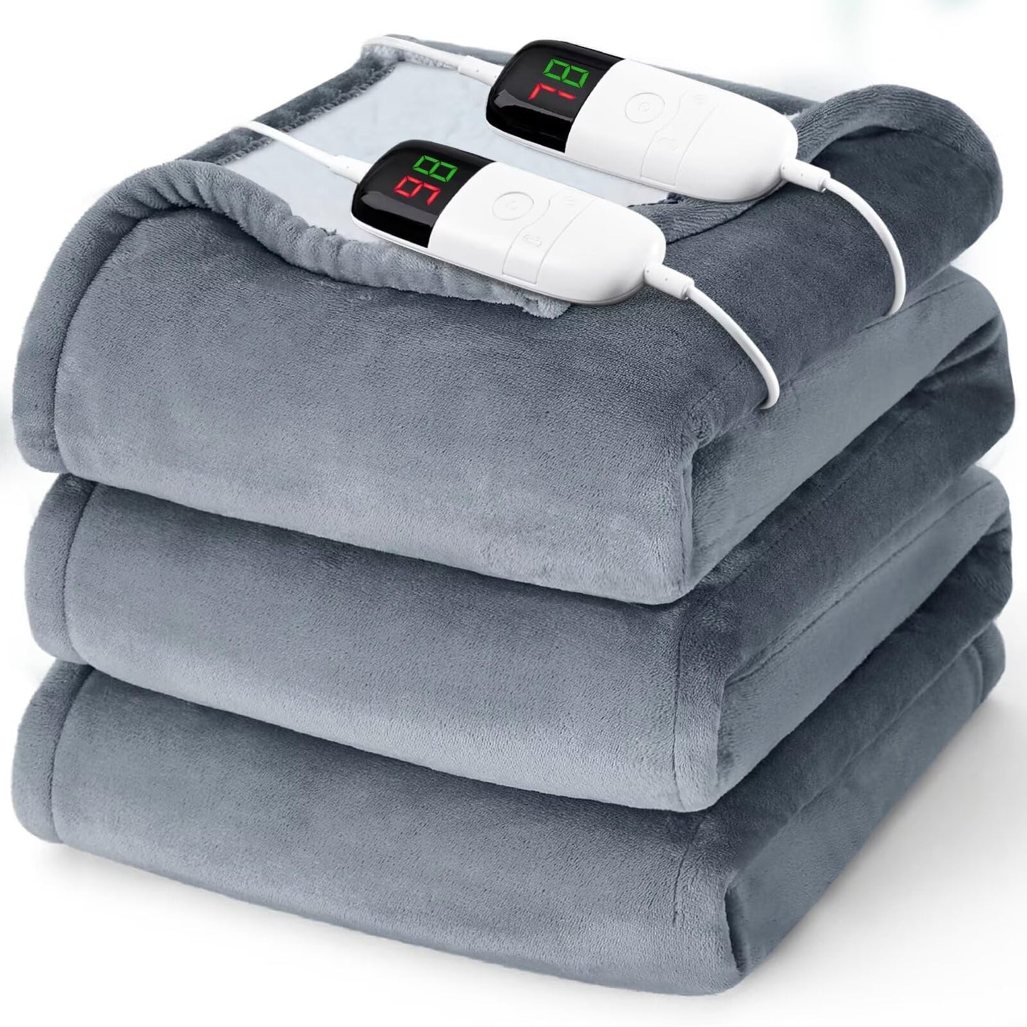 Heated Electric Blanket Queen Size - 84" x 90" Heating Blanket with Dual Control, 10 Heating Levels & 8 Hours Auto Off, Soft Warm Flannel Blanket, Christmas Birthday Gifts for Senior Grandma