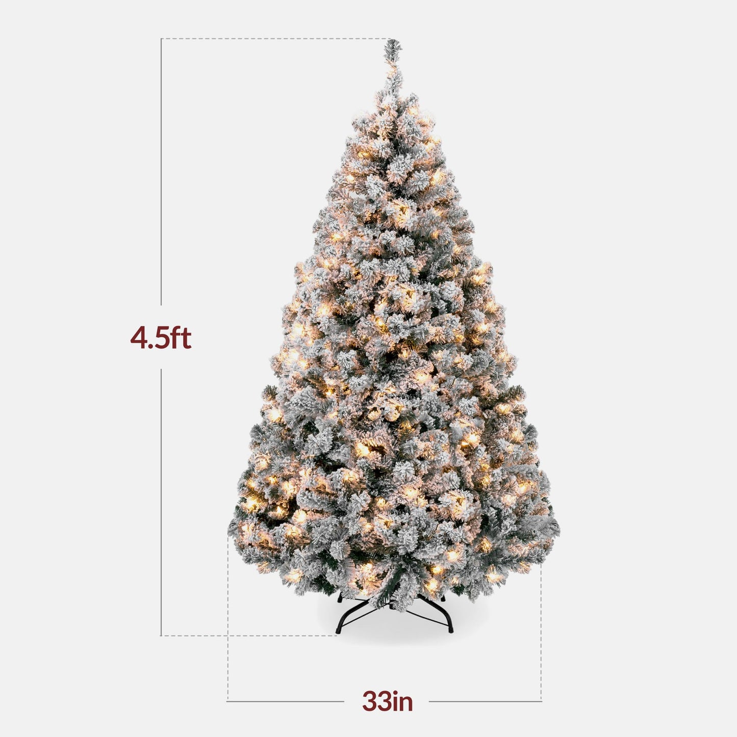 Best Choice Products Pre-Lit Artificial Christmas Tree, 9ft Snow Flocked Design Pine Tree, Full Appearance Snowy w/Easy Assembly, Metal Stand