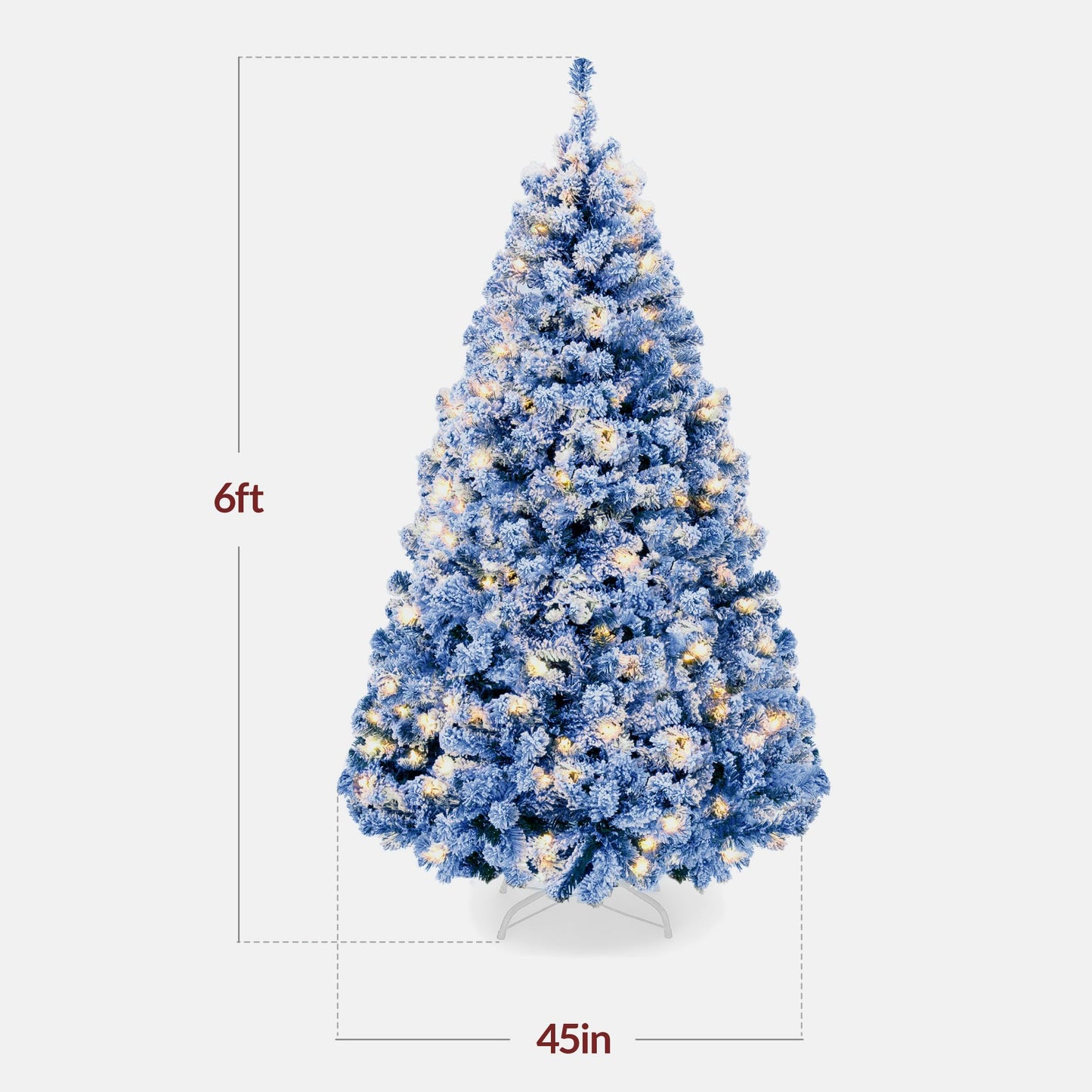 Best Choice Products Pre-Lit Artificial Christmas Tree, 9ft Snow Flocked Design Pine Tree, Full Appearance Snowy w/Easy Assembly, Metal Stand