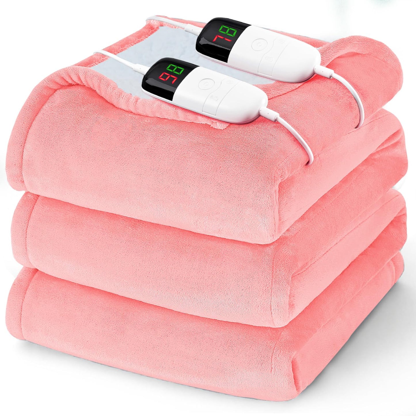 Heated Electric Blanket Queen Size - 84" x 90" Heating Blanket with Dual Control, 10 Heating Levels & 8 Hours Auto Off, Soft Warm Flannel Blanket, Christmas Birthday Gifts for Senior Grandma