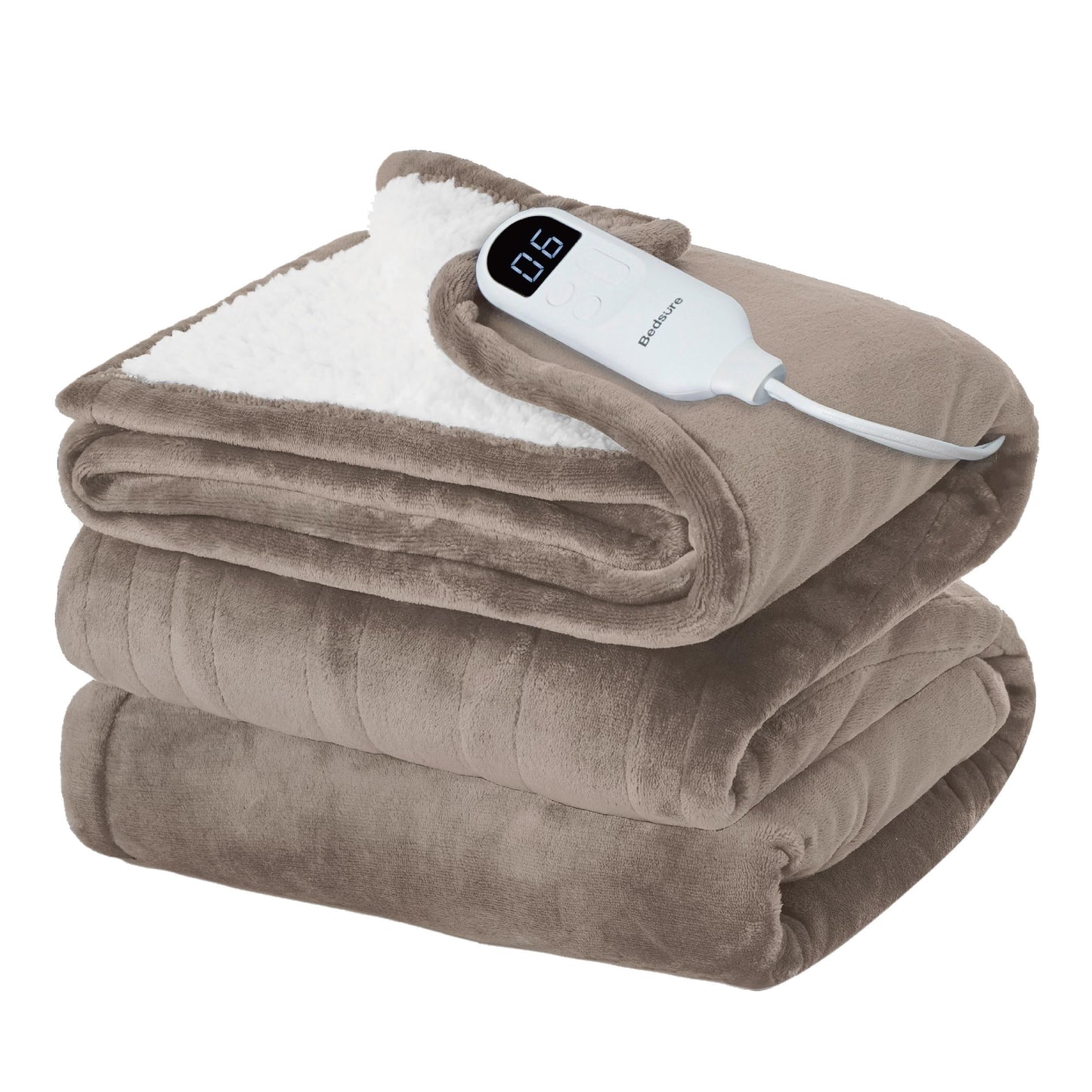 Bedsure Heated Blanket Throw Blanket - Fast Heating Electric Blanket, Soft Flannel Heated Throw with 4 Time Settings, 6 Heating Settings, Warm Gifts for Grandma & Grandpa & Seniors (50“x60”, Grey)