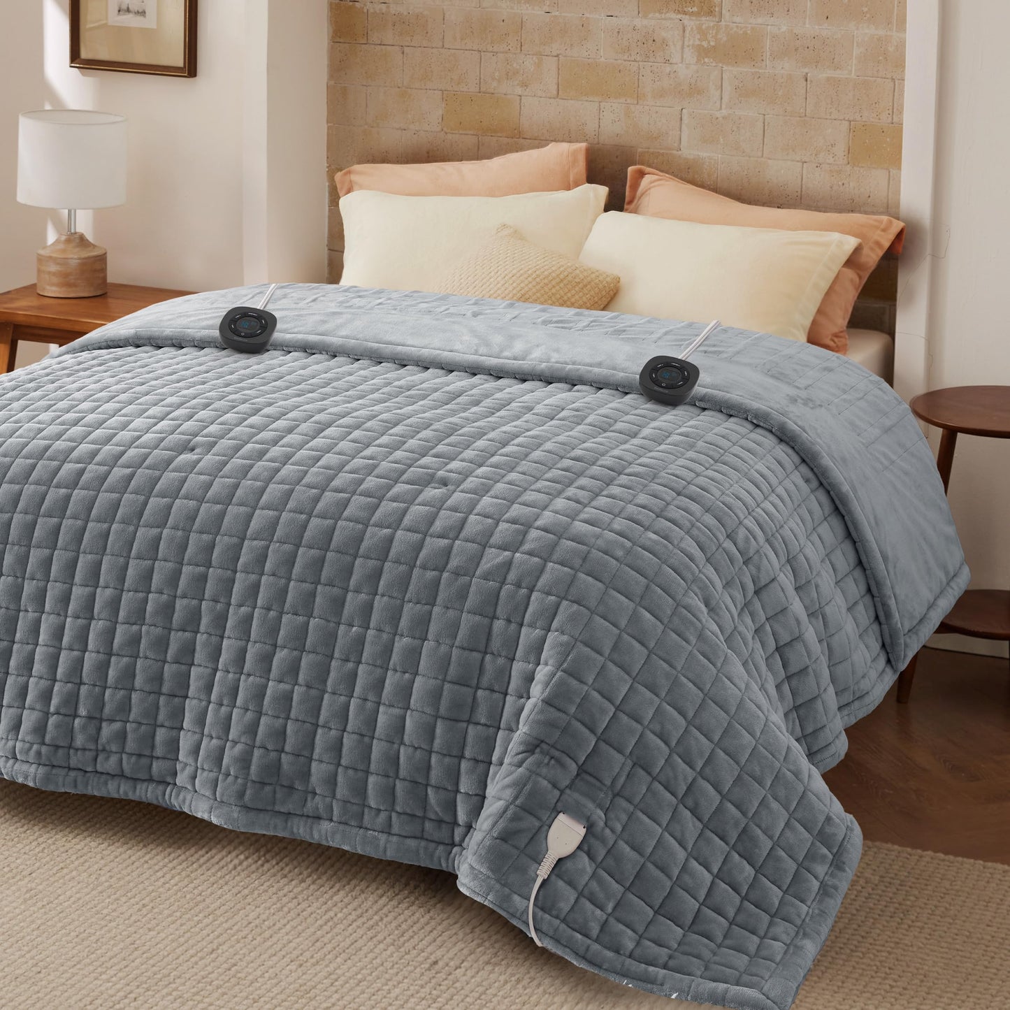 Bedsure Heated Blanket Throw Blanket - Fast Heating Electric Blanket, Soft Flannel Heated Throw with 4 Time Settings, 6 Heating Settings, Warm Gifts for Grandma & Grandpa & Seniors (50“x60”, Grey)