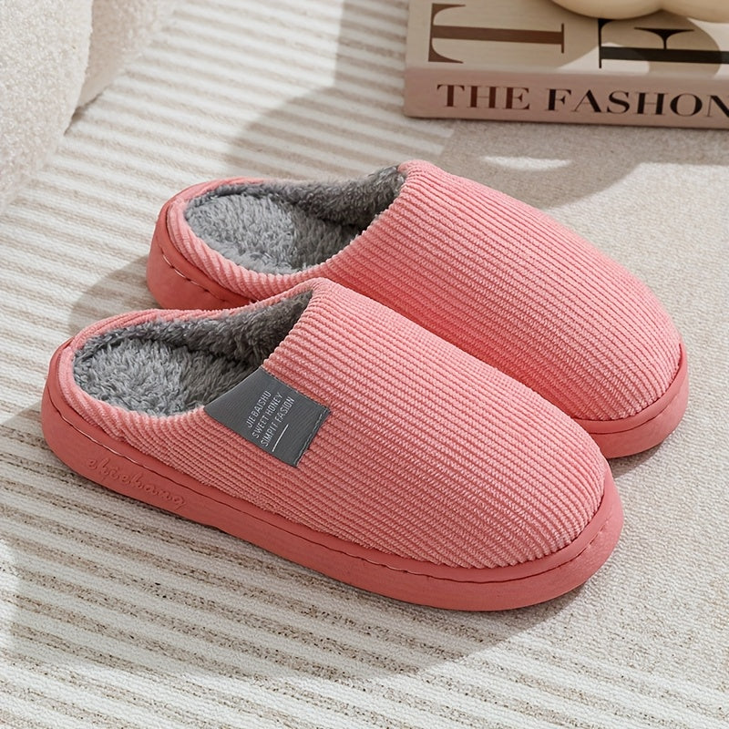 [Soft Plush House Shoes] Plush Women's & Unisex Slip-On Slippers | Non-Slip Rubber Sole, Winter Warm Indoor House Shoes, Soft Cushioned Footbed | Multi-Color (Pink, Blue, Grey, Brown, Green, Yellow, Orange) for Home, Postpart