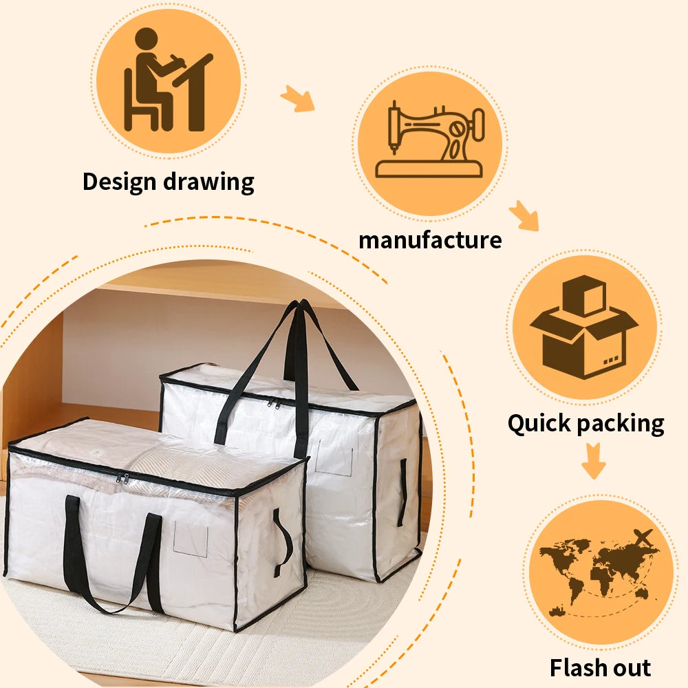 American Warehouse Extra Large PP Quilt Bags Foldable and Portable for Space-Saving Storage of Bedding and Quilts