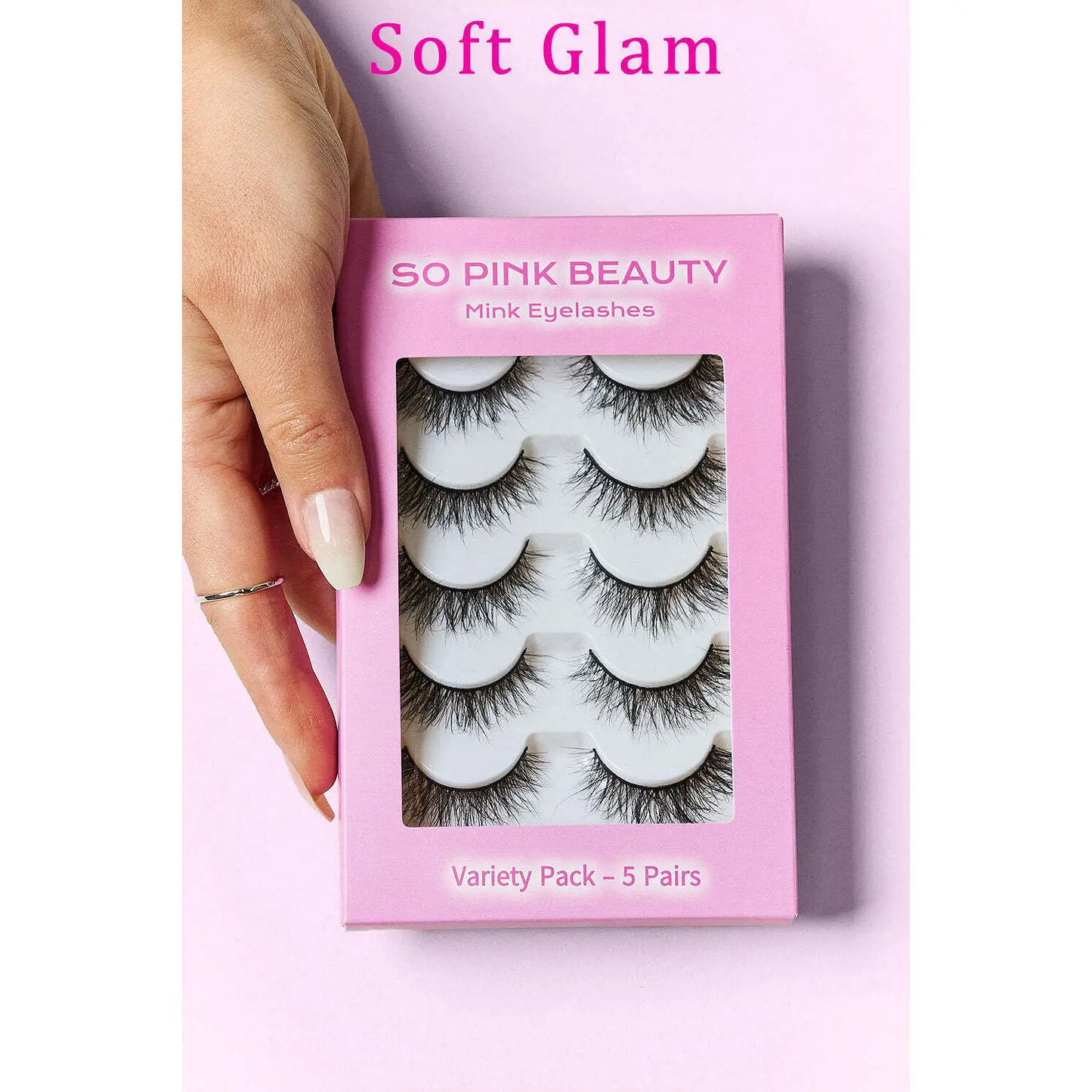 W2B so PINK BEAUTY Mink Eyelashes 5 Pairs Fan Eyelashes