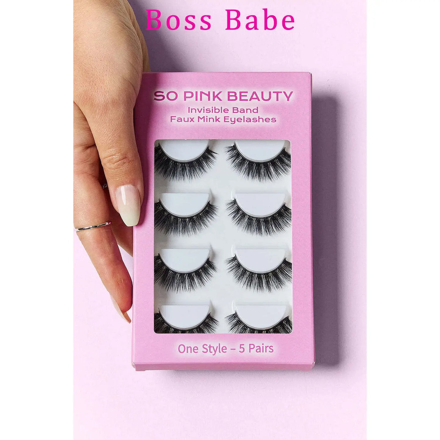 W2B so PINK BEAUTY 5-Pair Set of Faux Mink False Eyelashes Soft and Comfortable Soothing Eyelash Enhancement